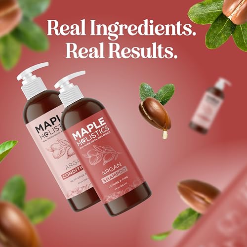 Maple Holistics Argan Oil Shampoo & Conditioner for Dry Hair – Paraben & Sulfate Free Set