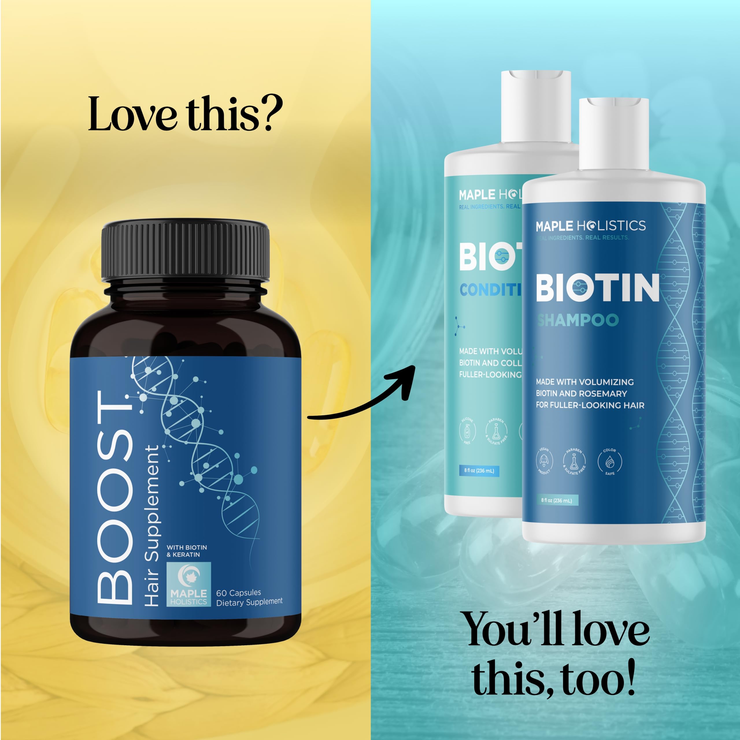 Maple Holistics Biotin 10000mcg & Collagen Hair Growth Supplement for Women & Men