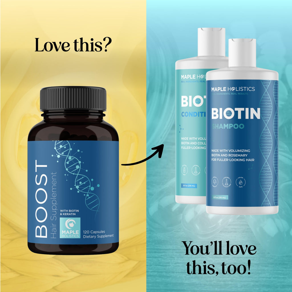 Maple Holistics Biotin & Collagen Hair Growth Supplement for Women & Men (2 Months)