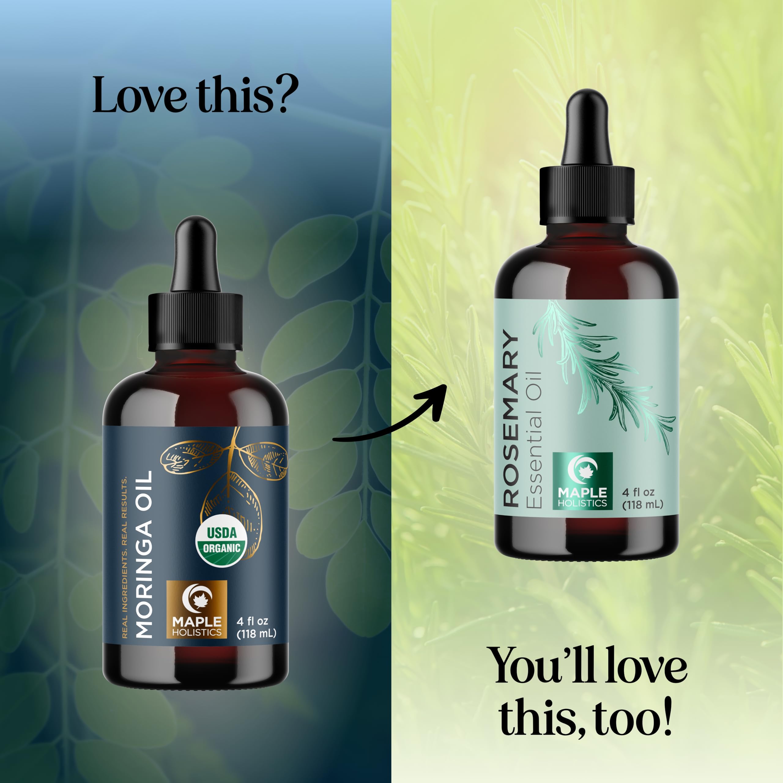 Maple Holistics Organic Moringa Oil – Cold-Pressed Virgin Carrier Oil for Hair, Skin & DIY Blends | USDA Organic