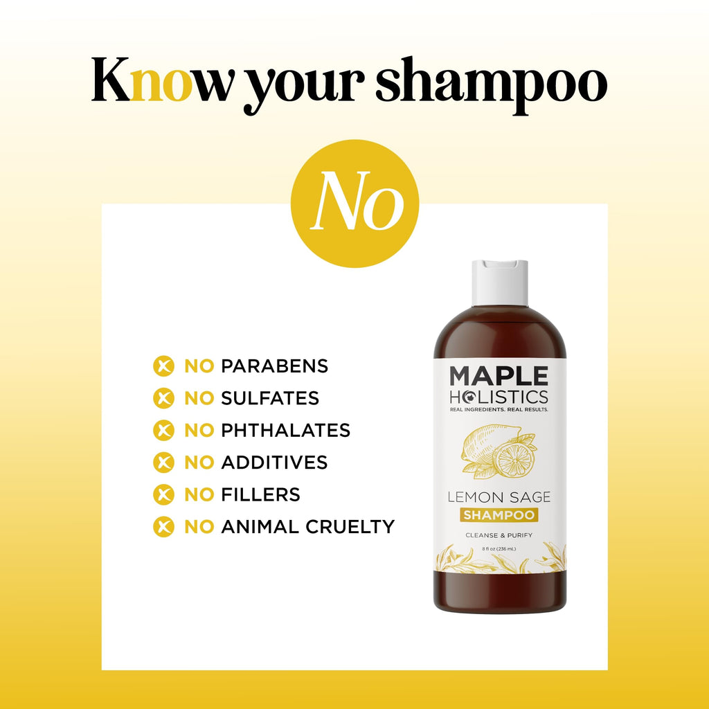 Maple Holistics Sulfate Free Shampoo for Oily Hair – Lemon Sage Clarifying Shampoo
