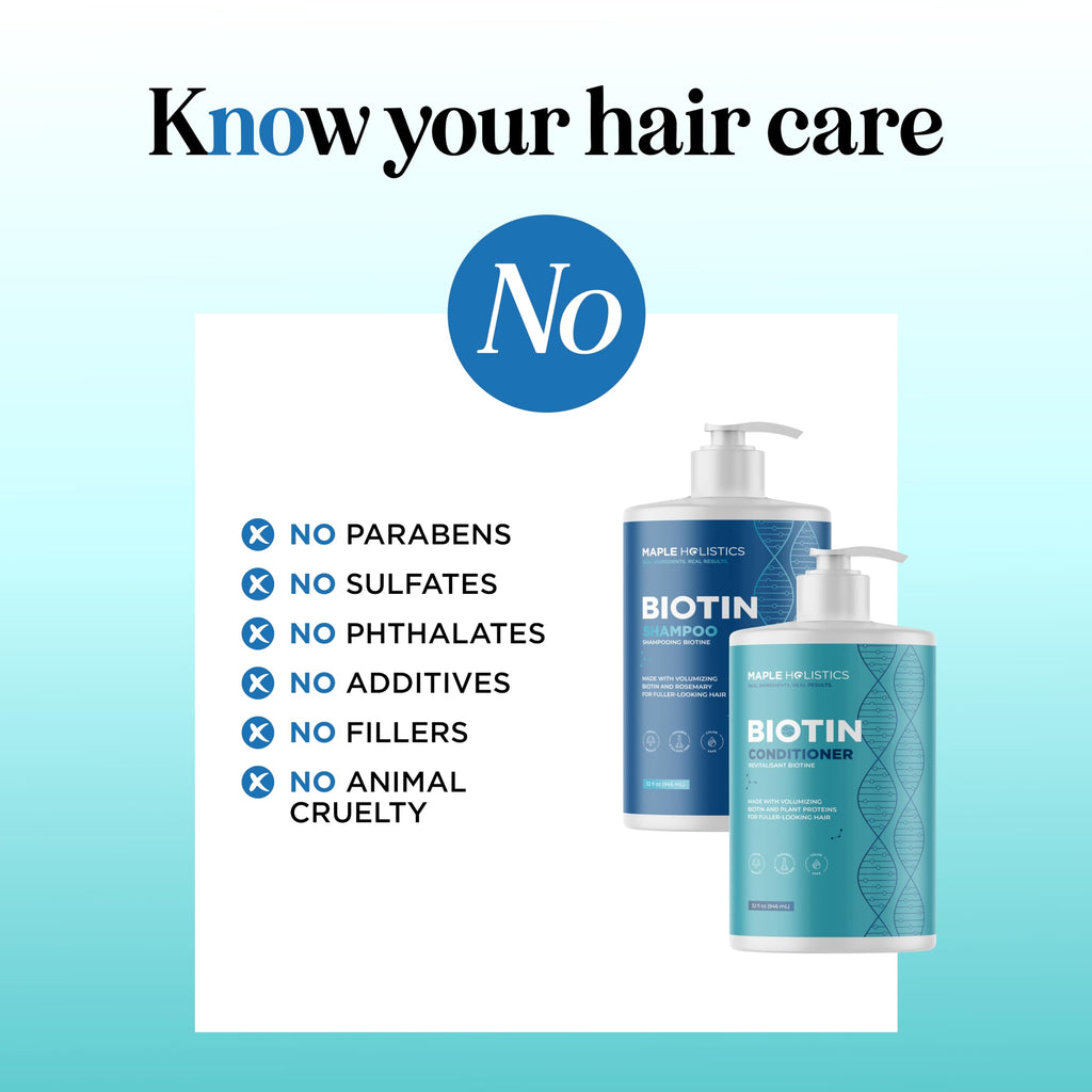 Maple Holistics Rosemary Biotin Shampoo & Conditioner Set – Volumizing, Color Safe, Sulfate Paraben & Silicone Free (32 oz)