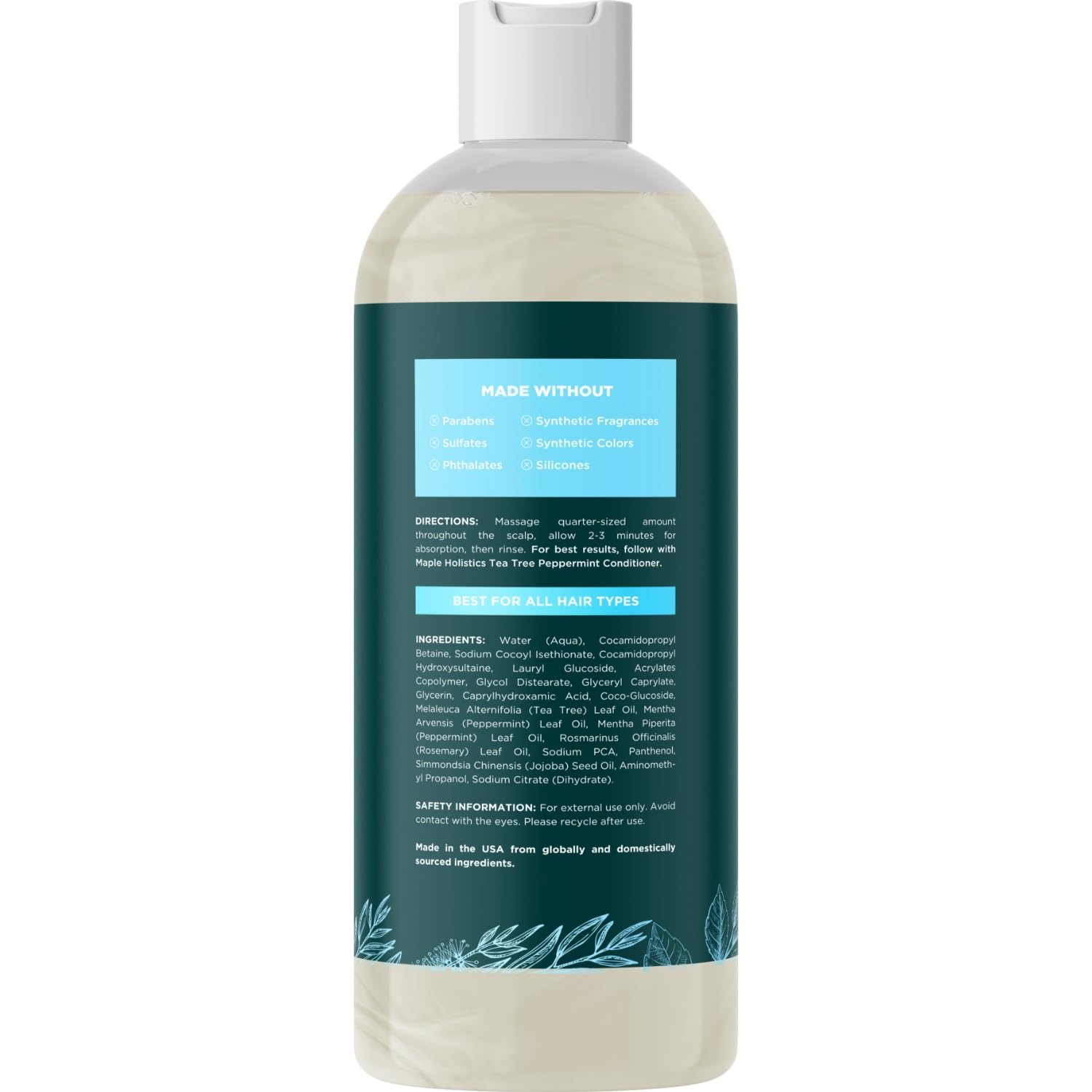 Maple Holistics Rosemary Tea Tree Mint Shampoo – Clarifying, Sulfate-Free (16oz)