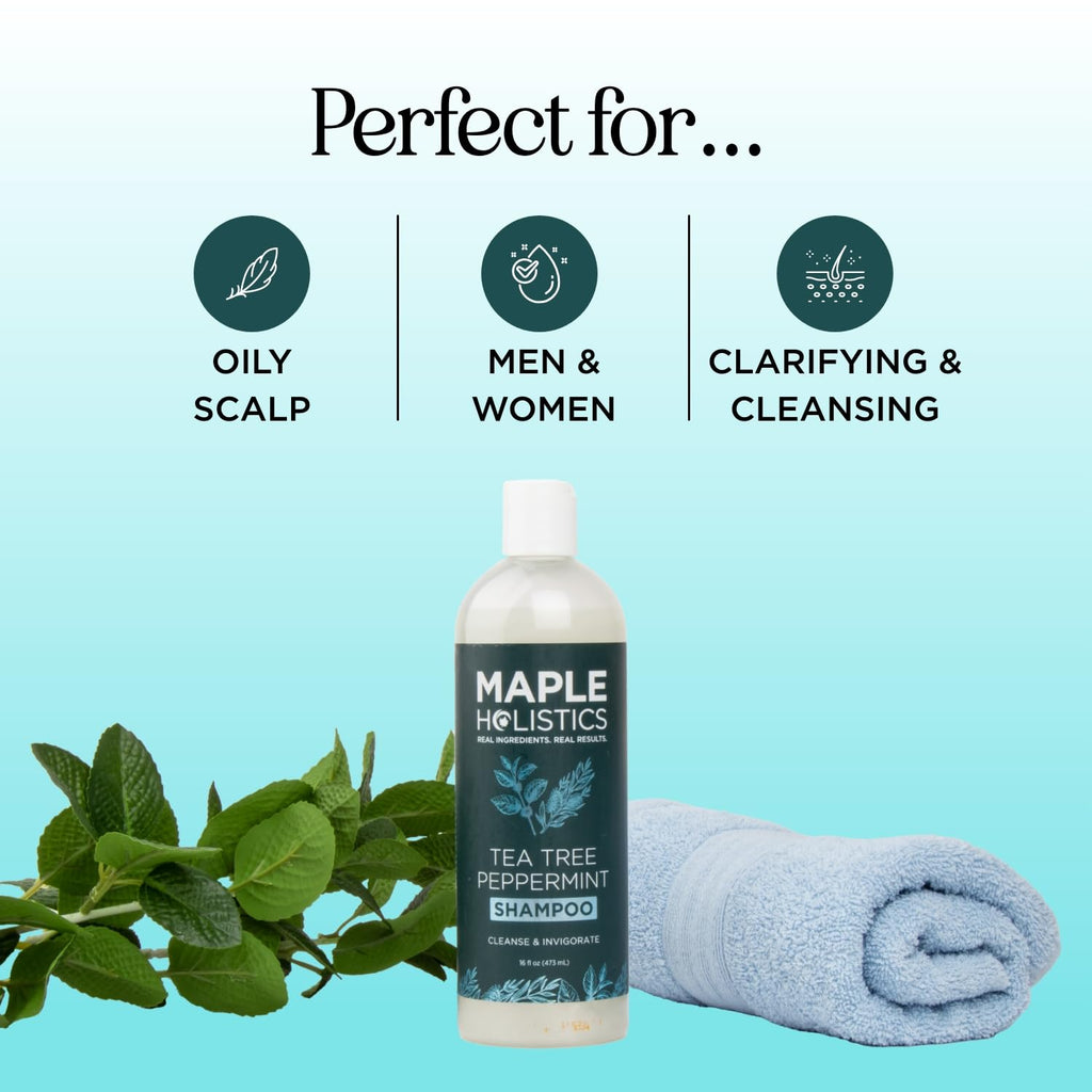 Maple Holistics Rosemary Tea Tree Mint Shampoo – Clarifying, Sulfate-Free (16oz)