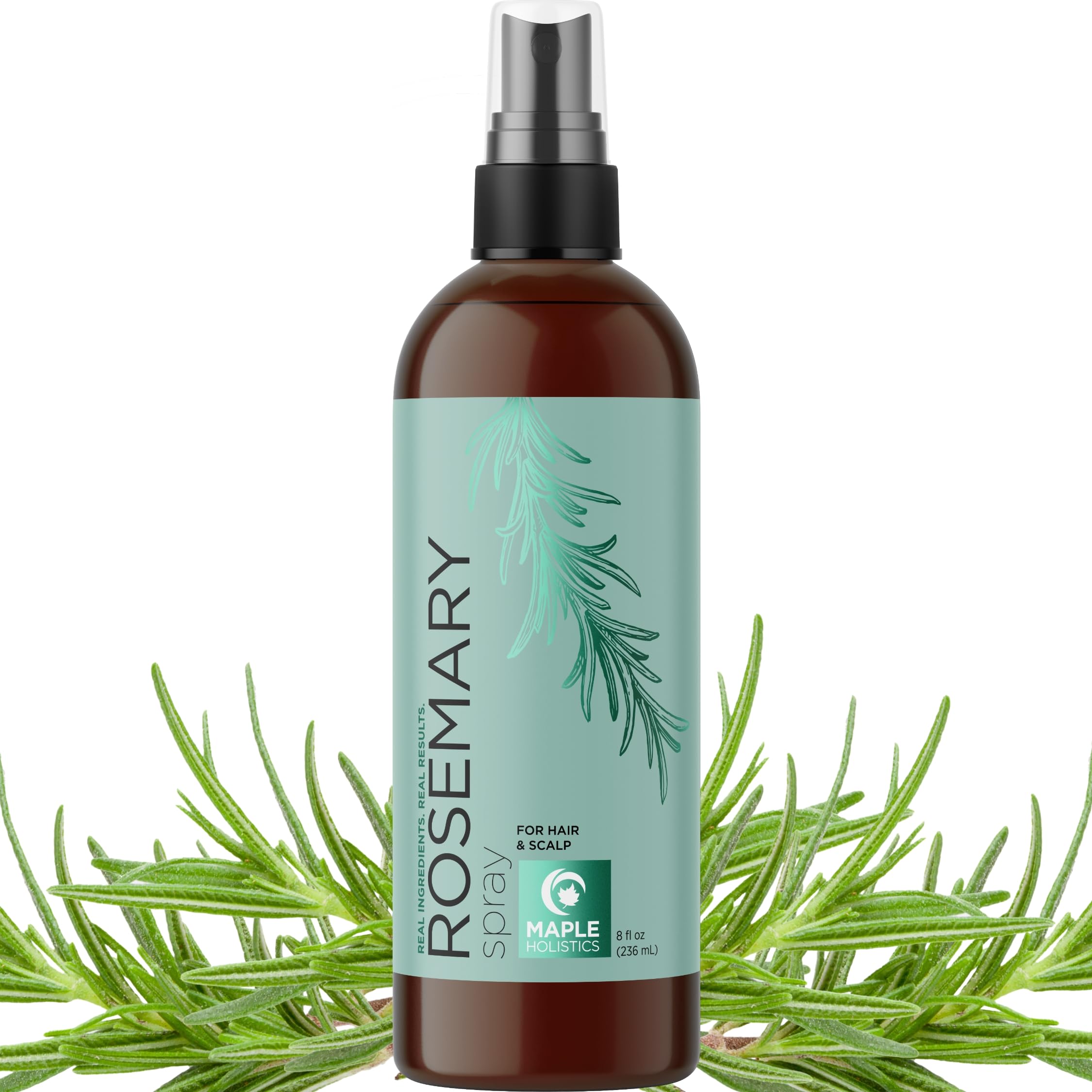 Maple Holistics Rosemary Water Spray for Hair & Scalp | Biotin Rice Water, Peppermint, Ginseng | Vegan & Cruelty-Free (8 fl oz)