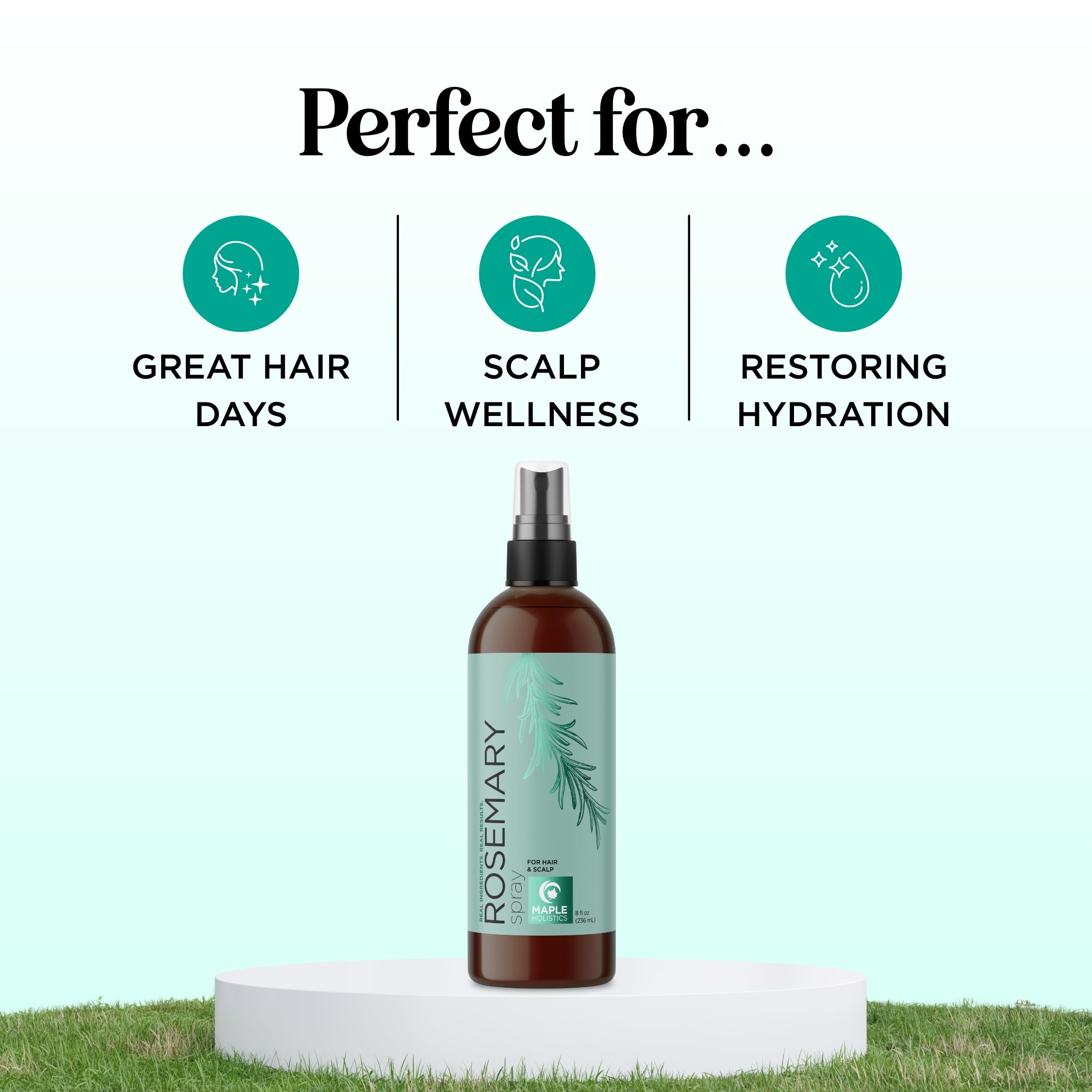 Maple Holistics Rosemary Water Spray for Hair & Scalp | Biotin Rice Water, Peppermint, Ginseng | Vegan & Cruelty-Free (8 fl oz)