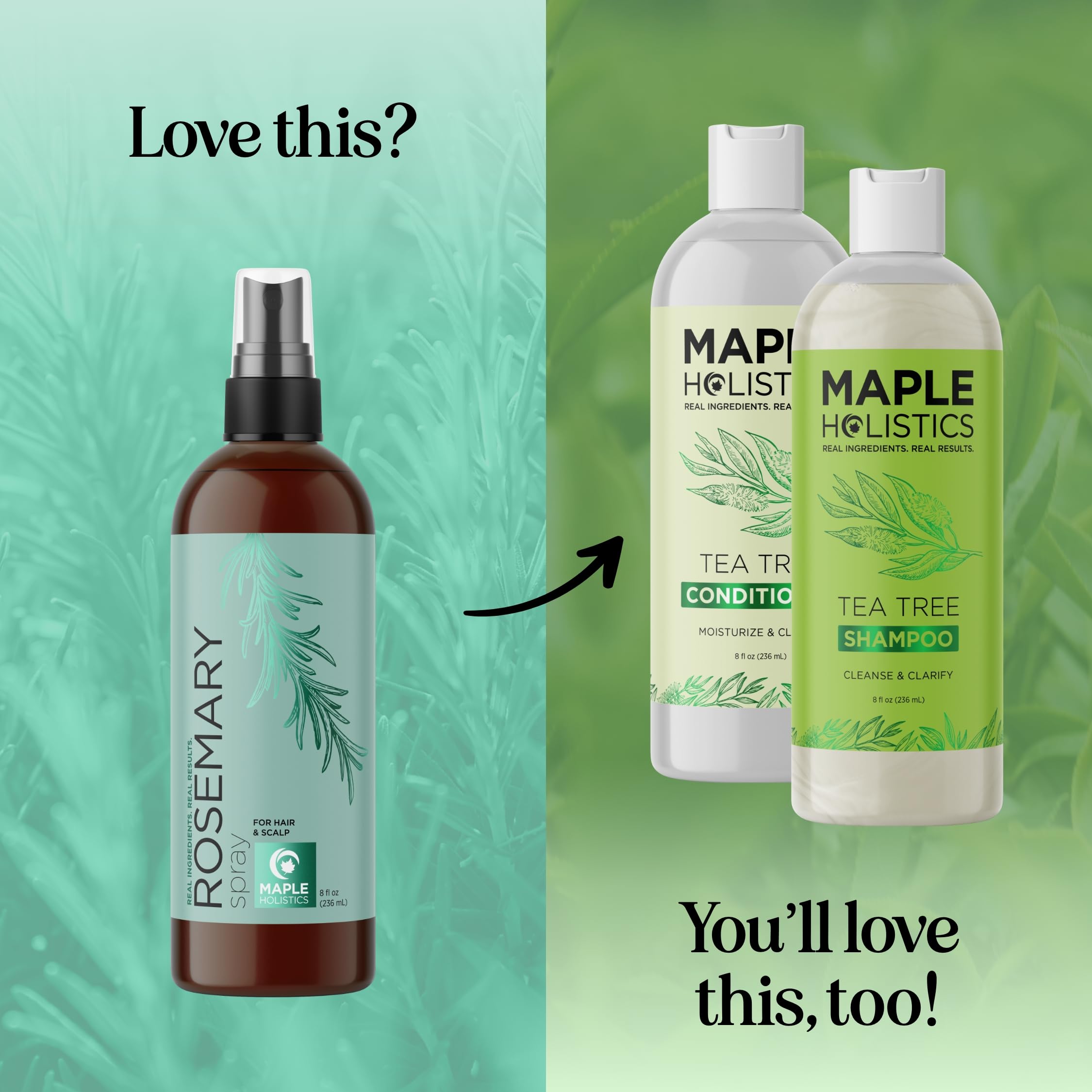 Maple Holistics Rosemary Water Spray for Hair & Scalp | Biotin Rice Water, Peppermint, Ginseng | Vegan & Cruelty-Free (8 fl oz)