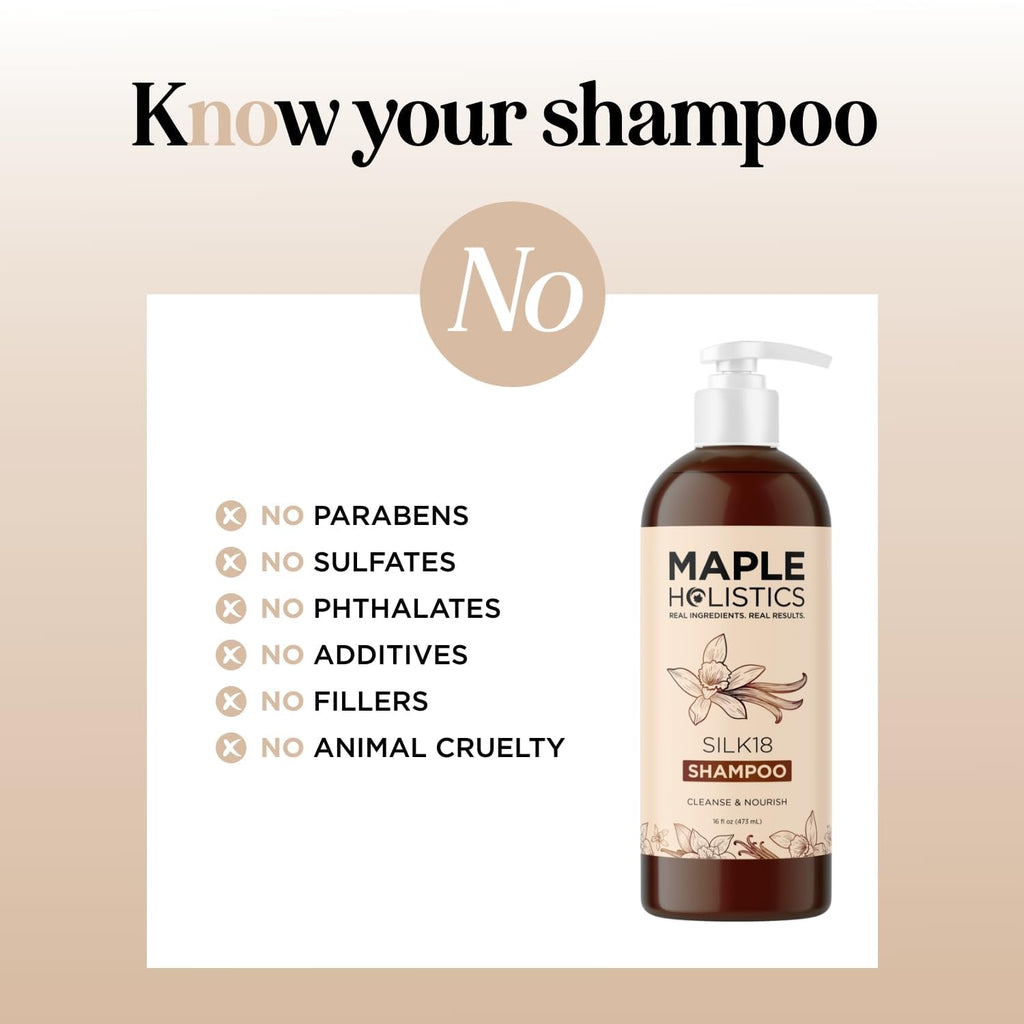 Maple Holistics Silk18 Hydrating Shampoo for Color-Treated Hair – Anti-Frizz & Ultra Moisturizing