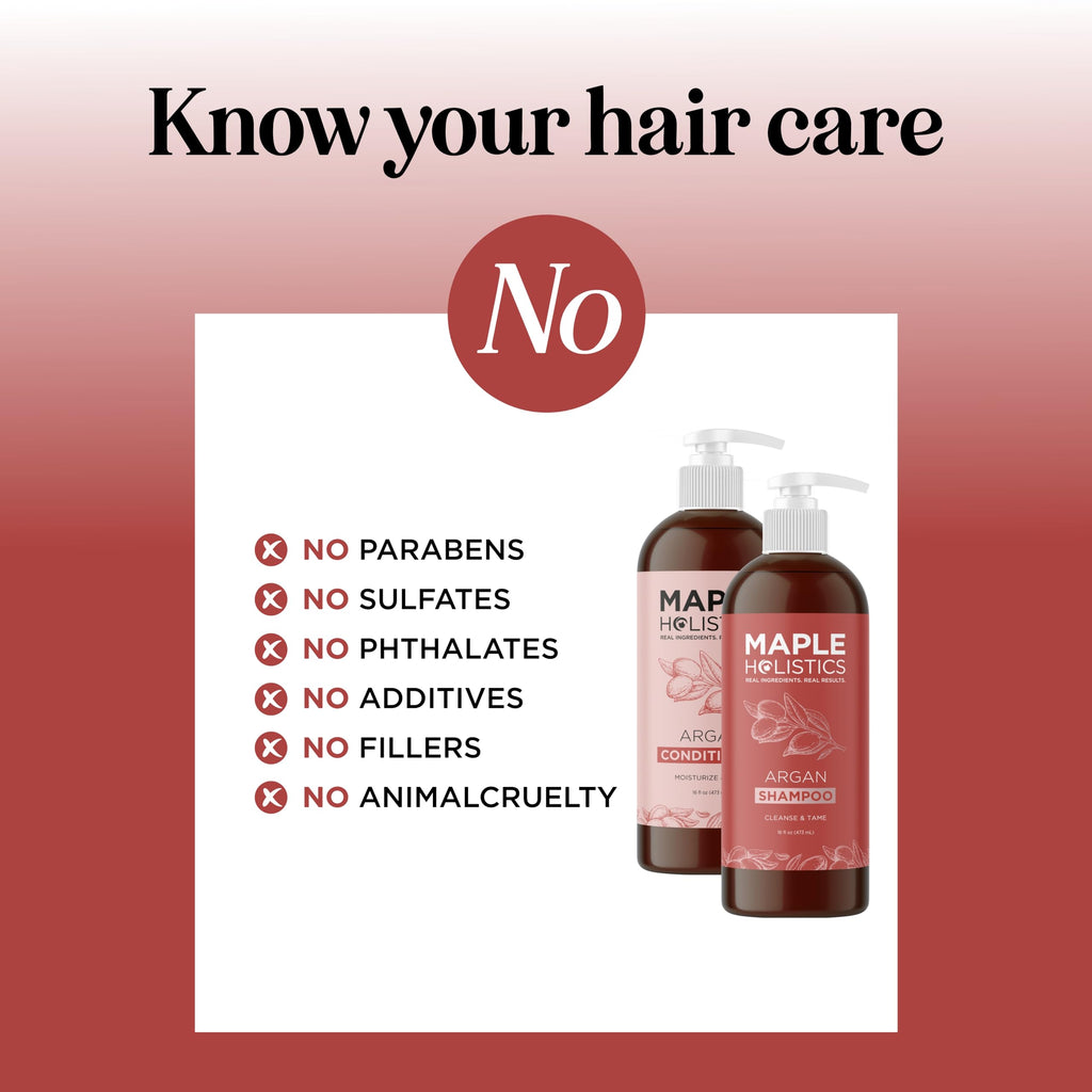 Maple Holistics Argan Oil Shampoo & Conditioner for Dry Hair – Paraben & Sulfate Free Set