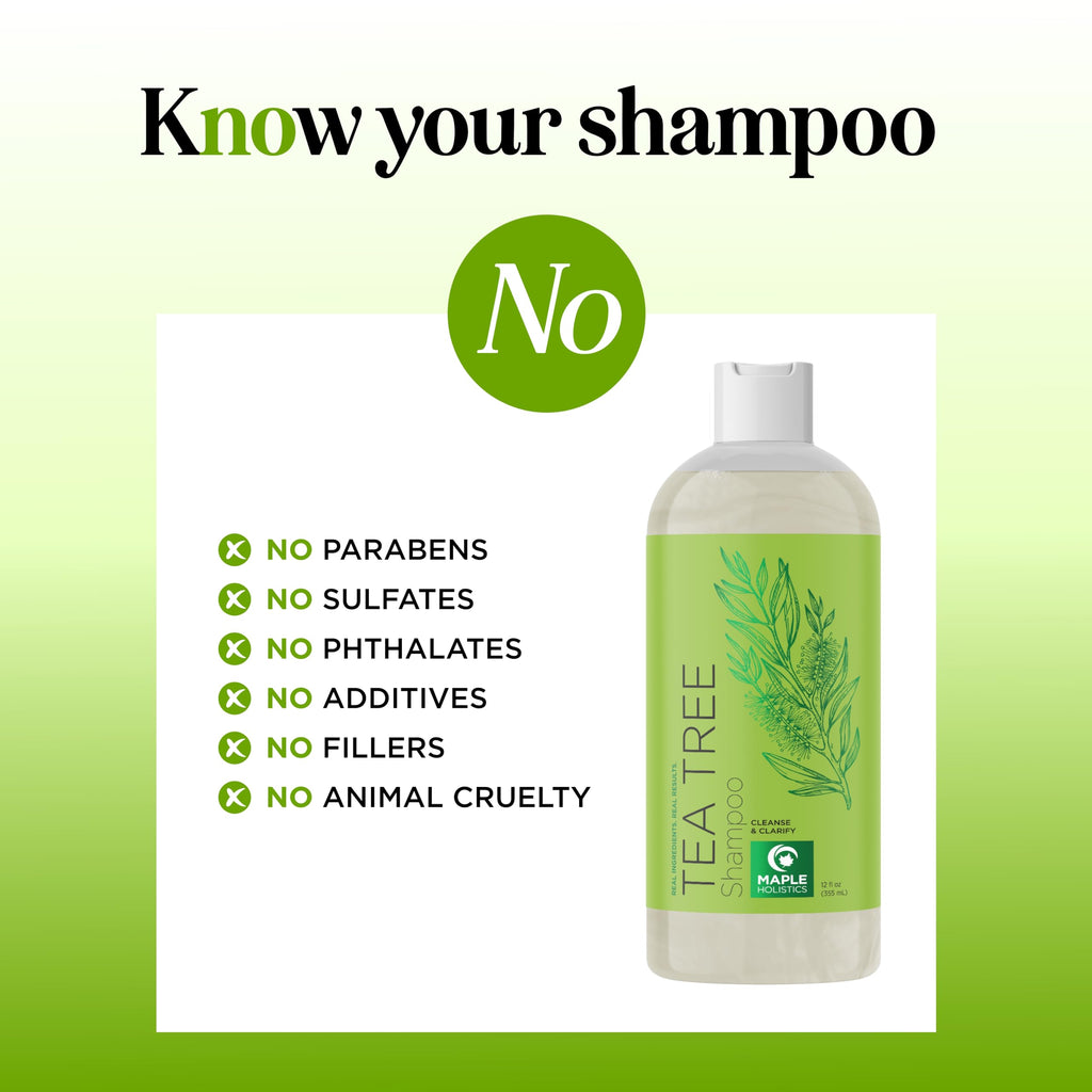 Maple Holistics Clarifying Shampoo for Build Up & Oily Hair – Tea Tree & Rosemary