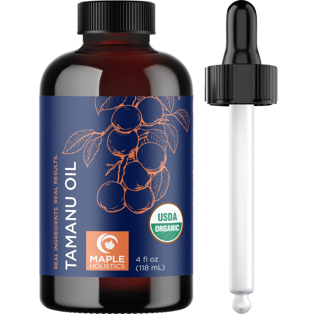 Maple Holistics 100% Pure Organic Tamanu Oil – Cold-Pressed, Virgin & Unrefined | Non-GMO, Vegan & Cruelty-Free (4 oz)