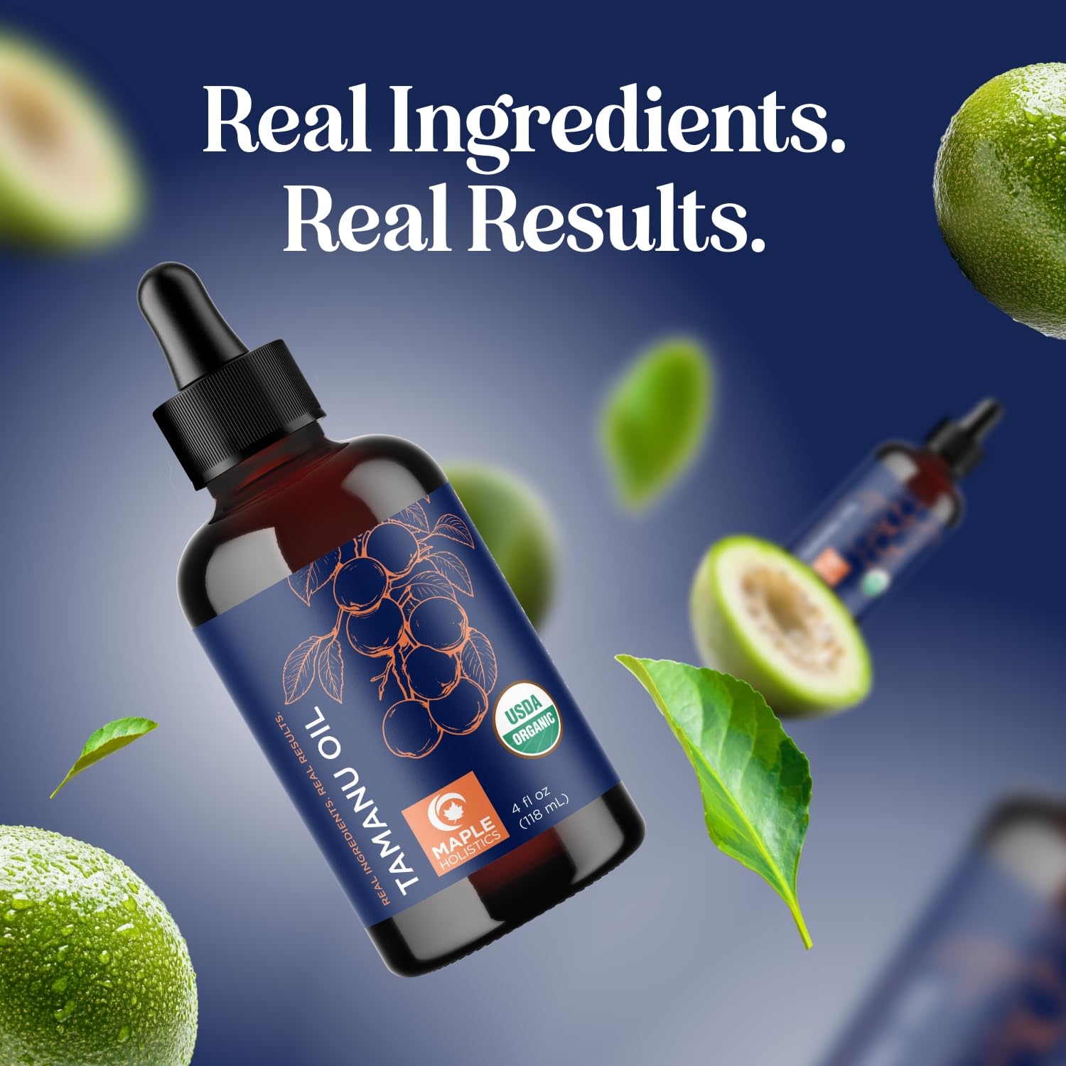 Maple Holistics 100% Pure Organic Tamanu Oil – Cold-Pressed, Virgin & Unrefined | Non-GMO, Vegan & Cruelty-Free (4 oz)