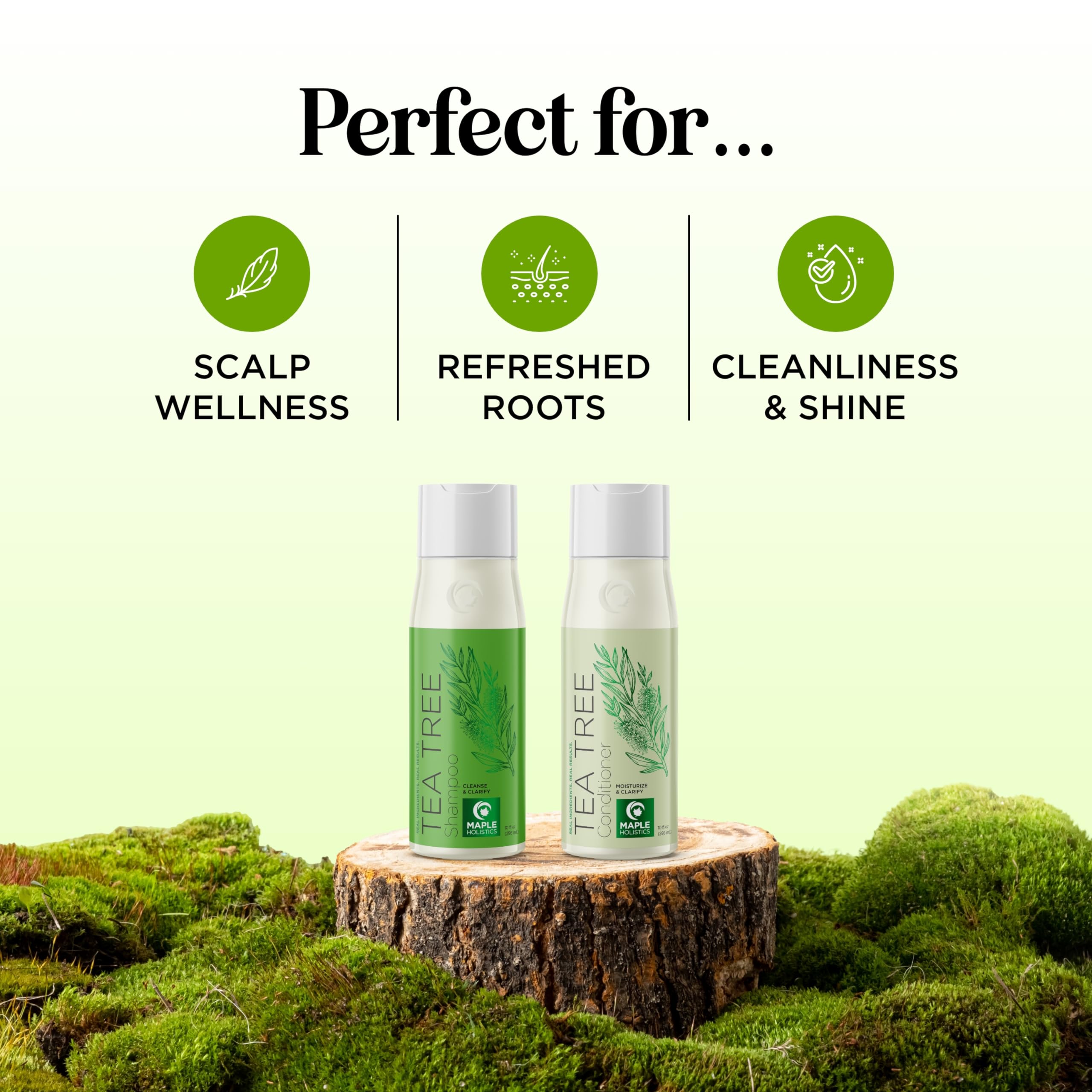 Maple Holistics Tea Tree Shampoo & Conditioner Set — Sulfate Free for Oily Hair & Build-Up