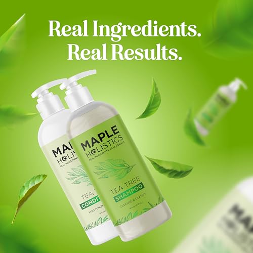 Maple Holistics Tea Tree Shampoo & Conditioner Set — Sulfate-Free Clarifying Care for Oily Hair & Build-Up