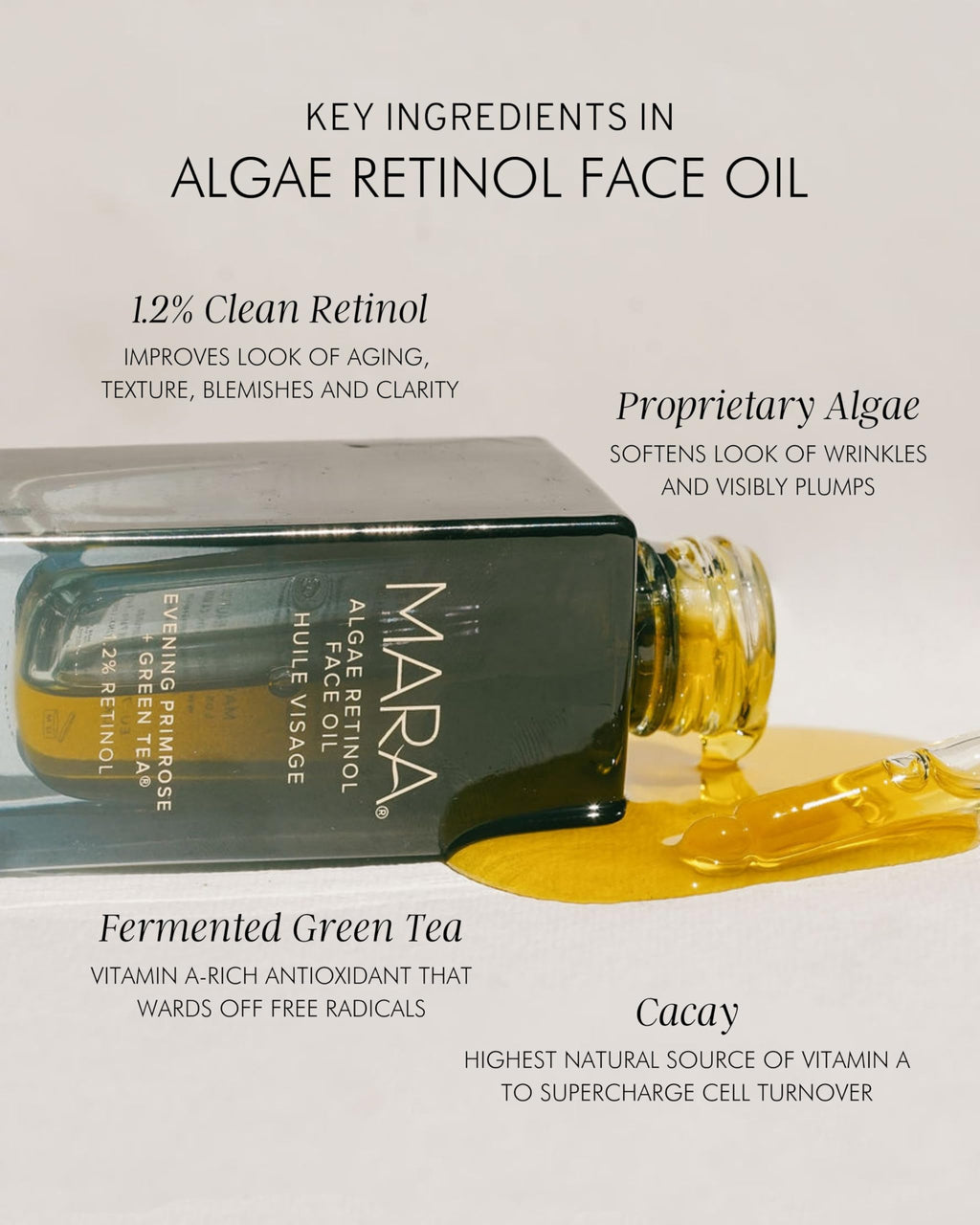 MARA 1.2% Clean Retinol Face Oil with Algae & Green Tea | Overnight Vitamin-Rich Serum (0.5 fl oz)