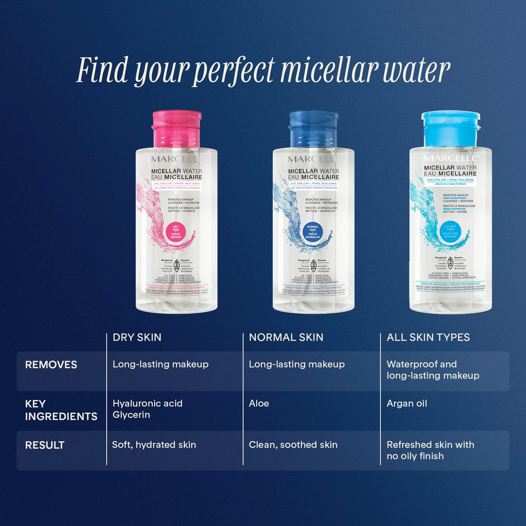 Marcelle Micellar Water with Argan Oil – Waterproof Makeup Remover for All Skin Types
