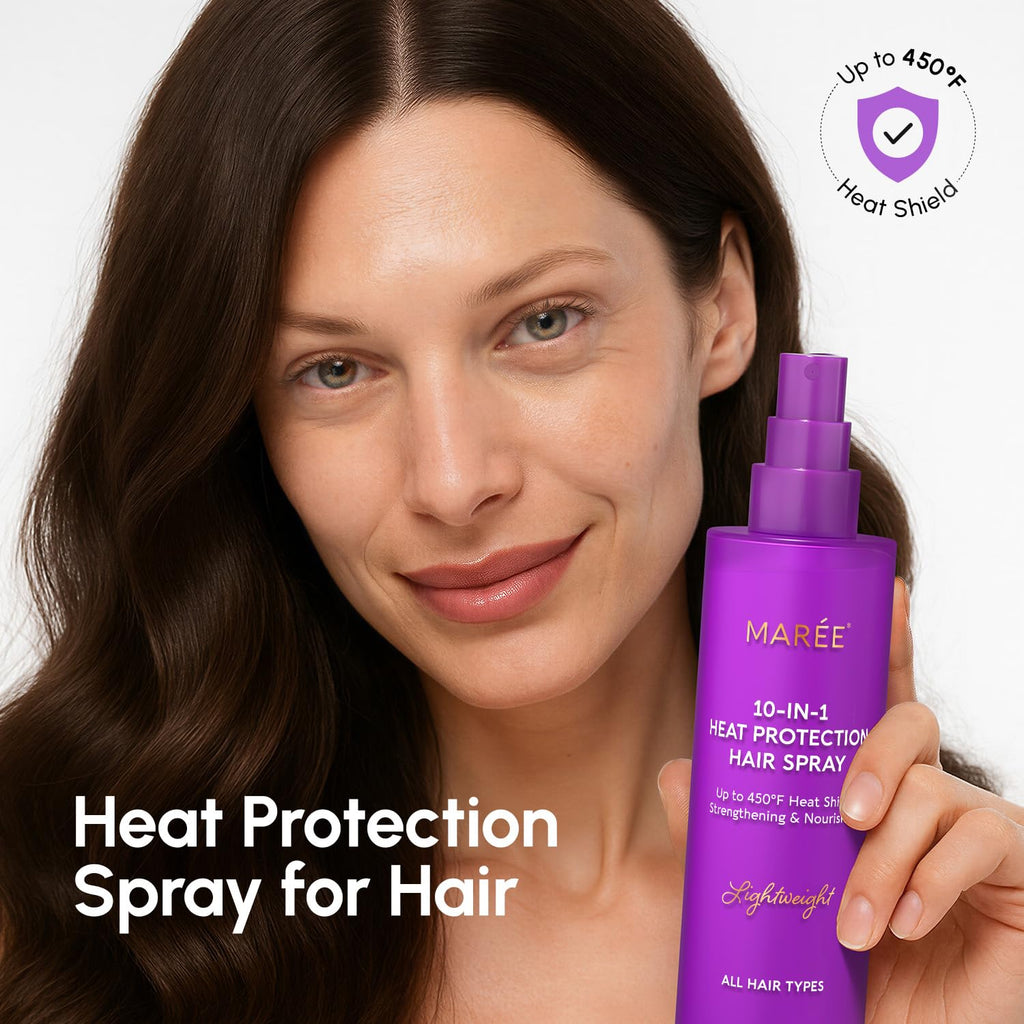 MAREE 10-in-1 Heat Protection Spray – Keratin, Collagen & Argan Oil for Frizz Control