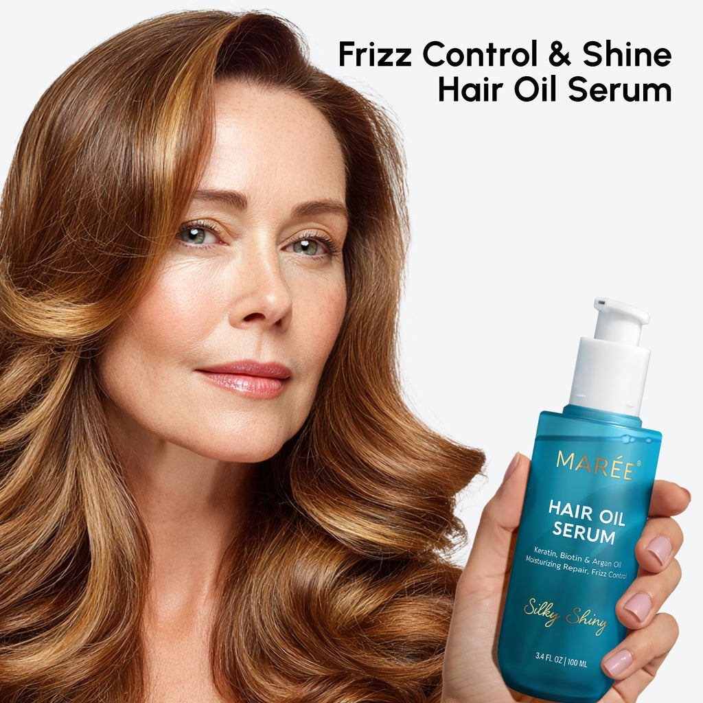 MAREE Hair Oil for Frizzy & Damaged Hair – 2 Pack | Argan Oil, Biotin & Keratin