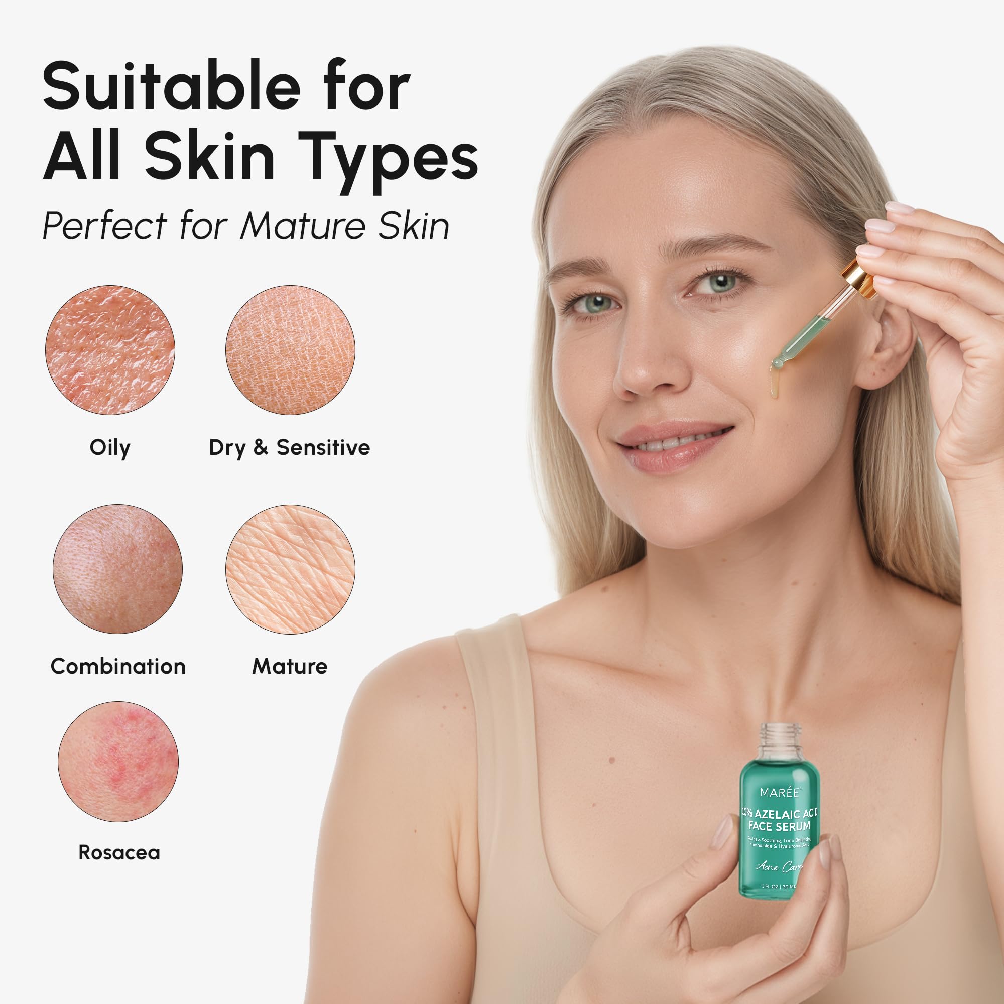 MAREE 10% Azelaic Acid Serum – Calming, Hydrating Face Serum with Niacinamide, Centella & Hyaluronic Acid