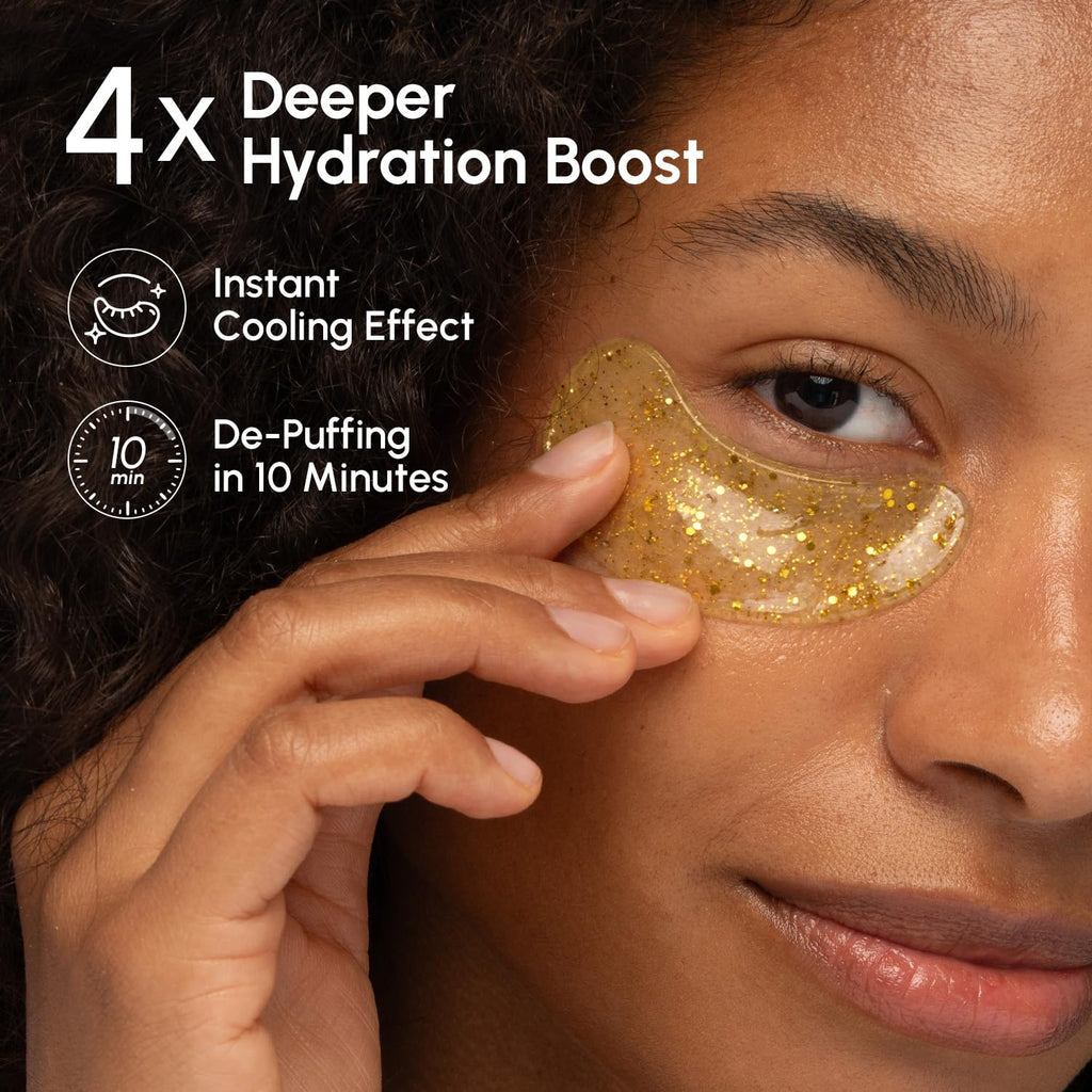MAREE 24k Gold Glow Under Eye Gels – Cooling Hyaluronic Acid & Marine Collagen Patches