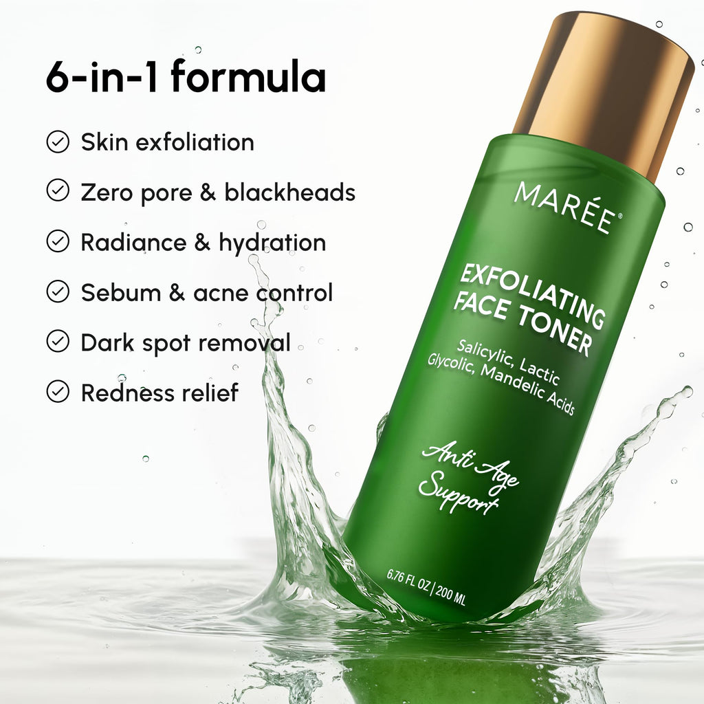 MAREE Exfoliating Toner with Salicylic Acid – AHA BHA Face Exfoliant & Pore Cleaner
