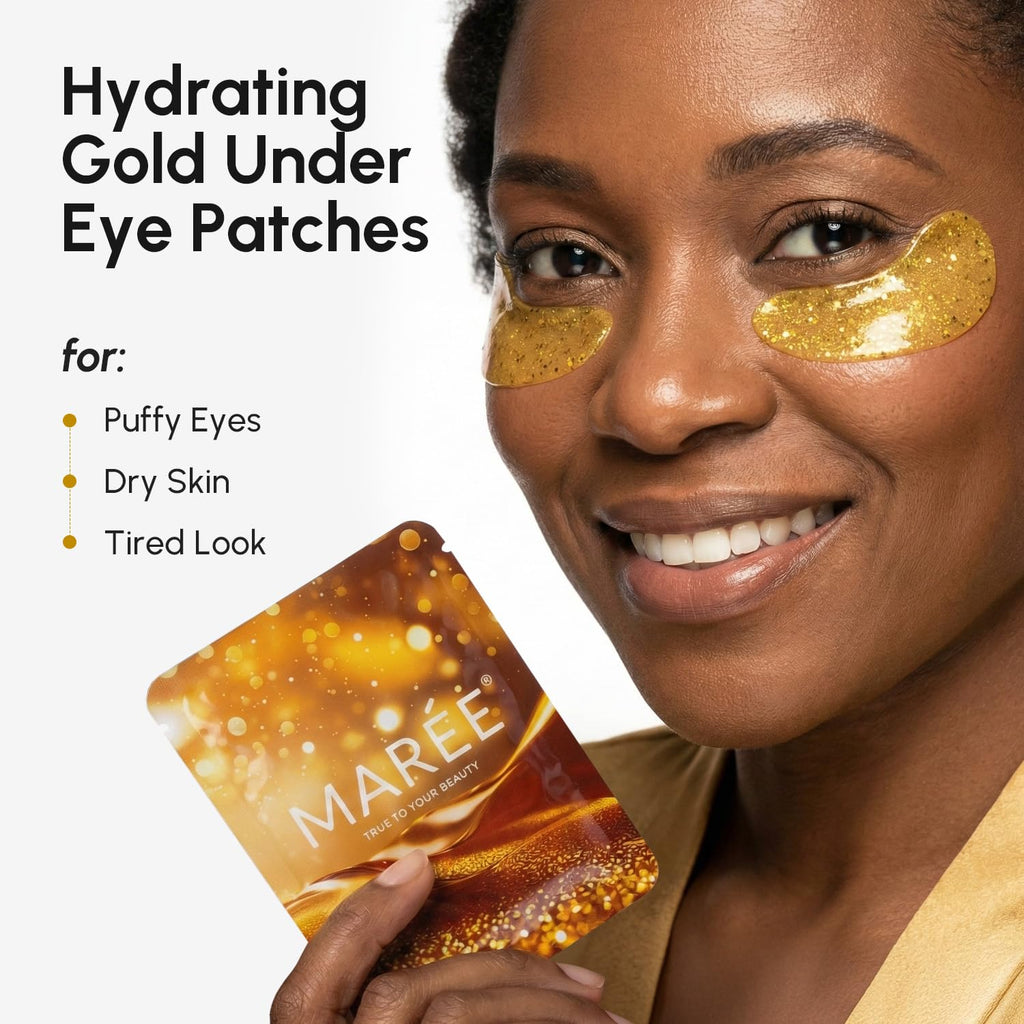 MAREE 24k Gold Glow Under Eye Gels – Cooling Hyaluronic Acid & Marine Collagen Patches
