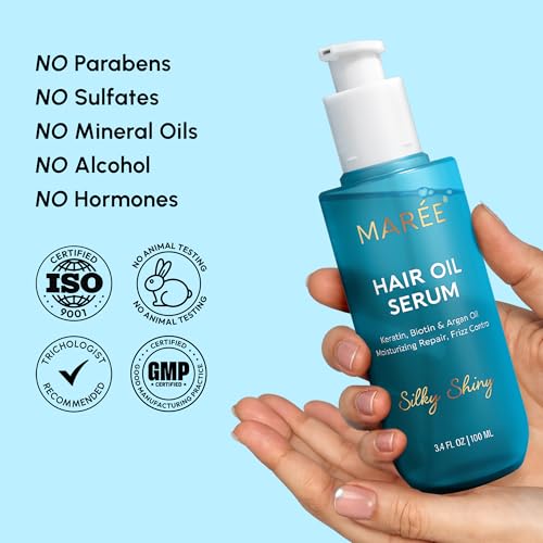 MAREE Hair Oil for Frizzy & Damaged Hair – 2 Pack | Argan Oil, Biotin & Keratin