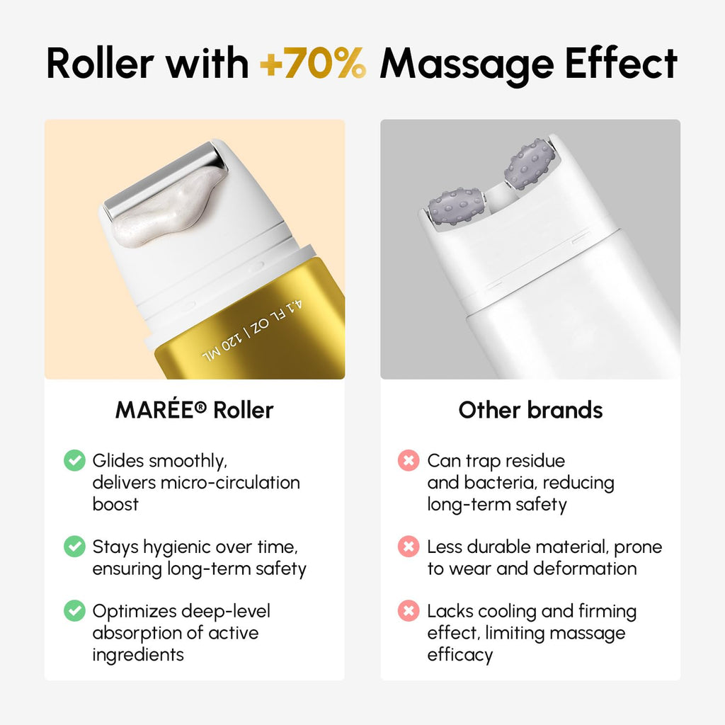 MAREE Neck Cream with Roller – Lifting & Firming for Neck & Décolleté | 3D-Collagen & AH-8