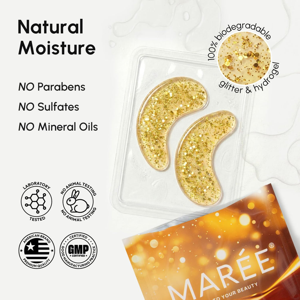 MAREE 24k Gold Glow Under Eye Gels – Cooling Hyaluronic Acid & Marine Collagen Patches
