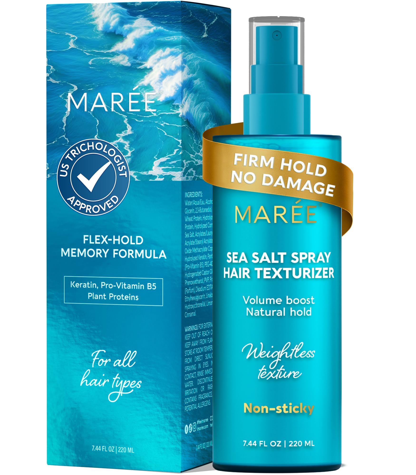 MAREE Texture Spray for Hair Women – Sea Salt Spray with Keratin, Vitamin B5 & Plant Proteins | Flexible Hold & Beach Waves