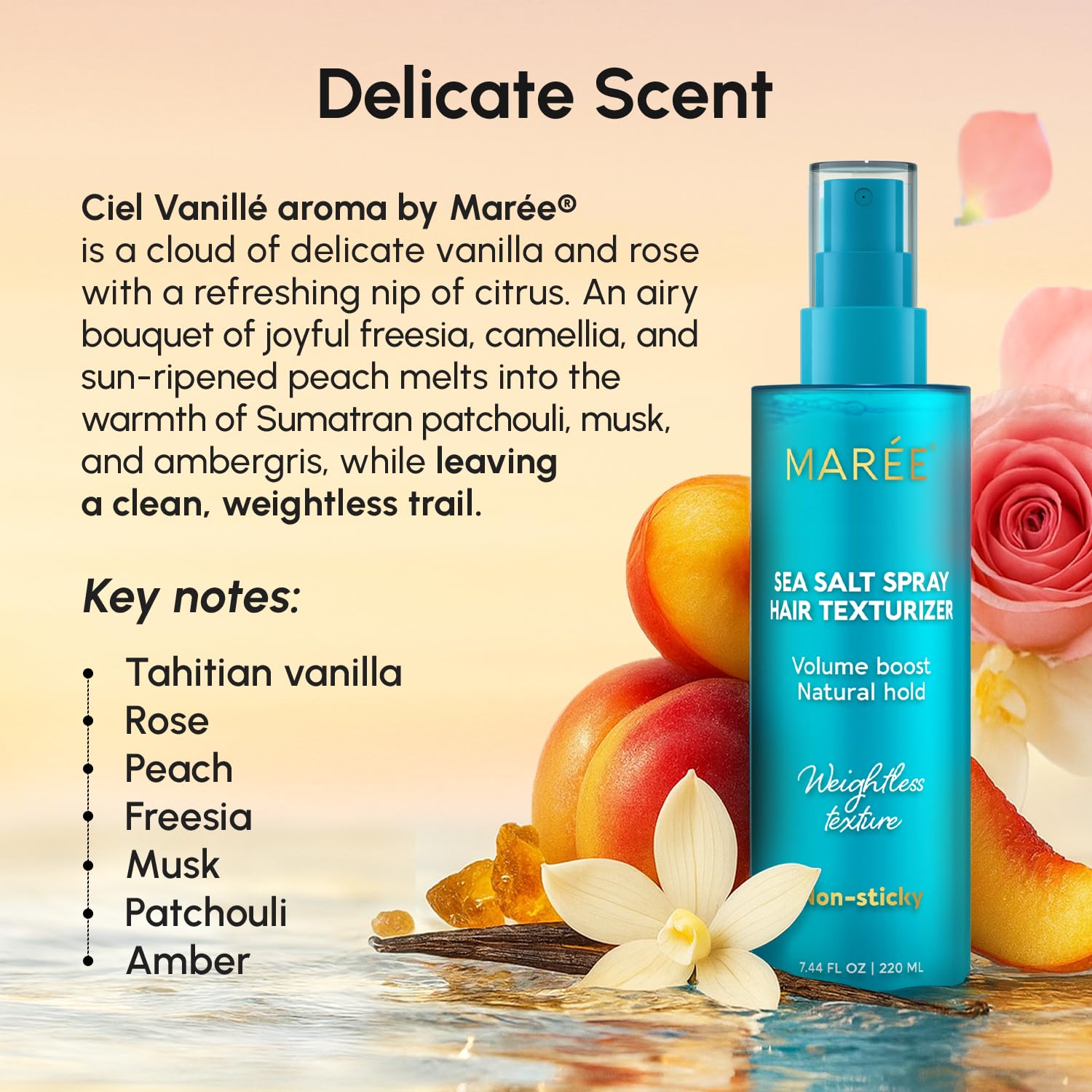 MAREE Texture Spray for Hair Women – Sea Salt Spray with Keratin, Vitamin B5 & Plant Proteins | Flexible Hold & Beach Waves