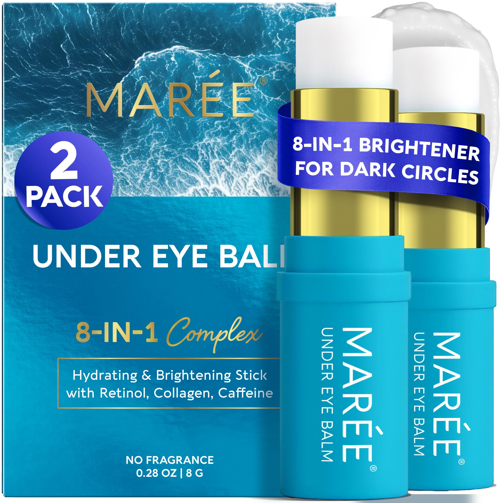 MAREE Under Eye Balm Stick Hydrating – 2 Pack | Retinol & Caffeine Eye Treatment