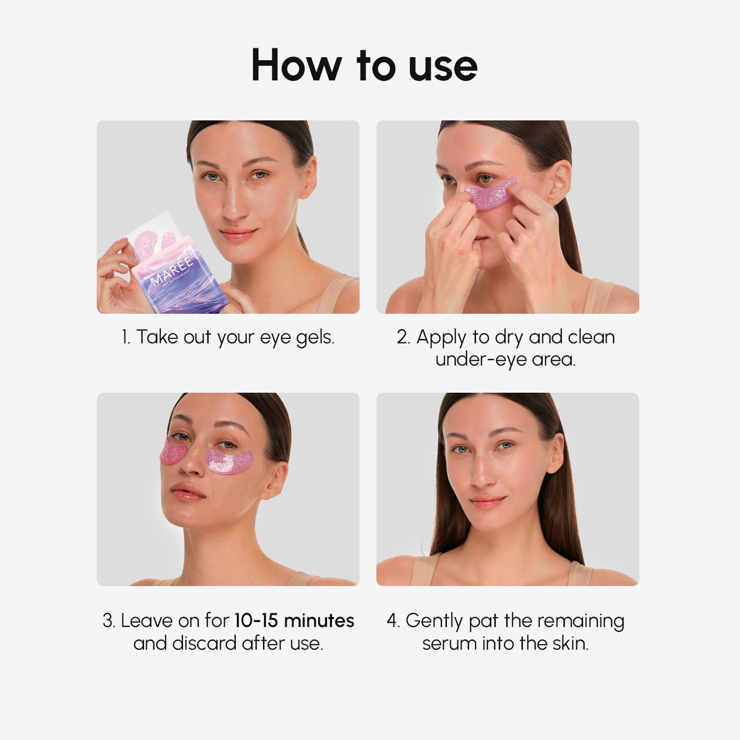 MAREE Violet Eye Gels – Marine Collagen Under Eye Patches, Hydrating Gel Patches with Hyaluronic Acid & Grape Water