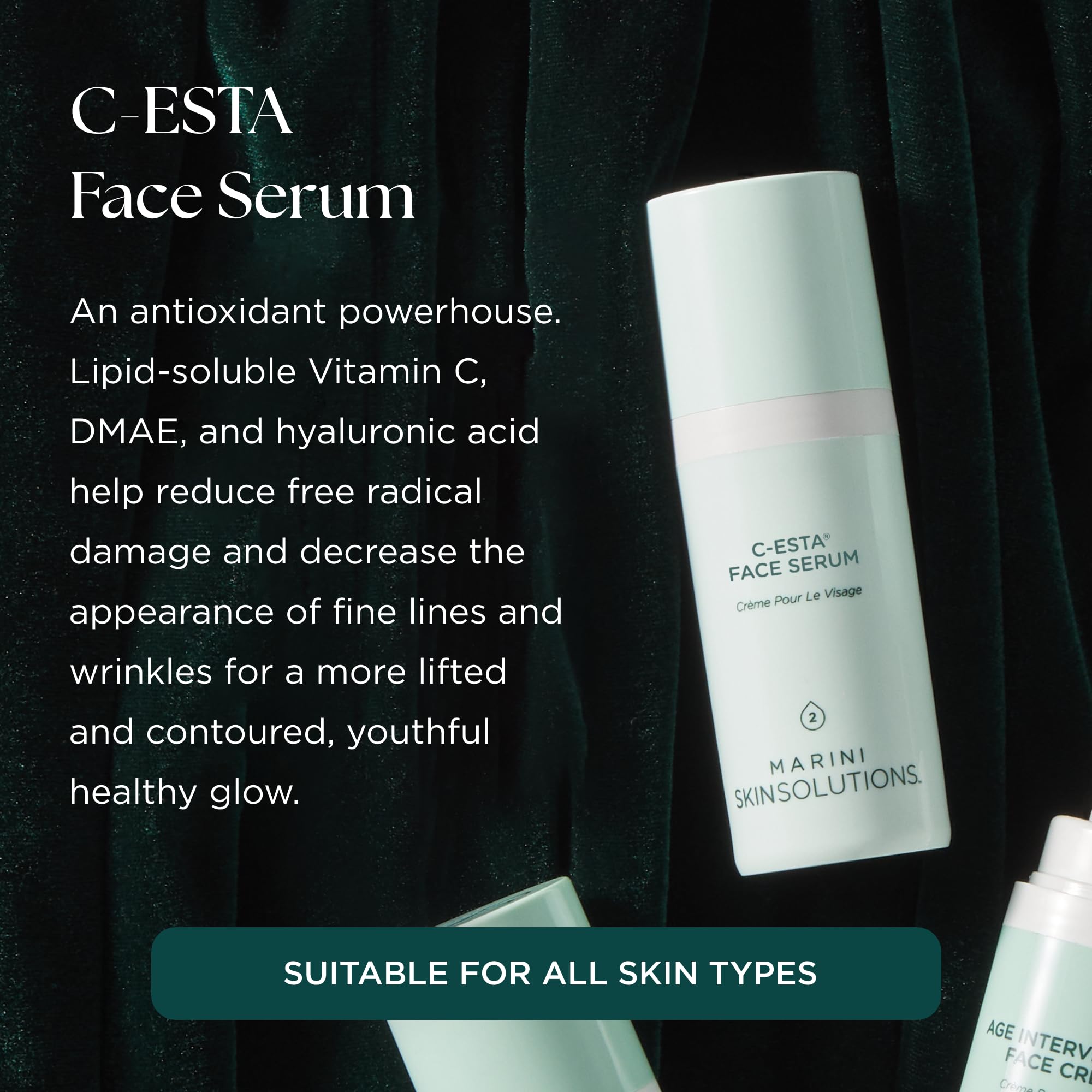 Marini SkinSolutions C-ESTA Face Serum – Vitamin C, DMAE & Hyaluronic Acid for Lift & Protection – USA Made
