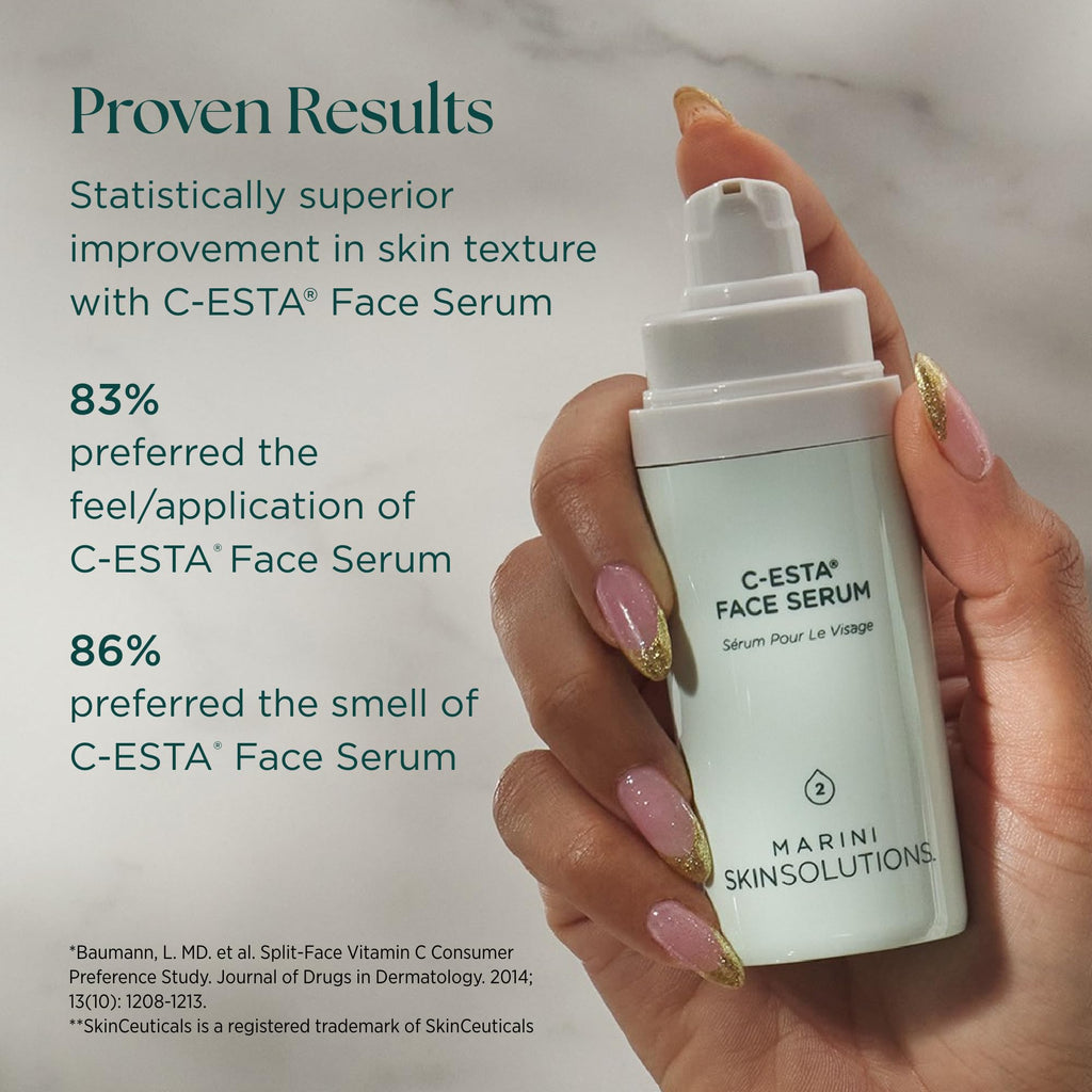 Marini SkinSolutions C-ESTA Face Serum – Vitamin C, DMAE & Hyaluronic Acid for Lift & Protection – USA Made