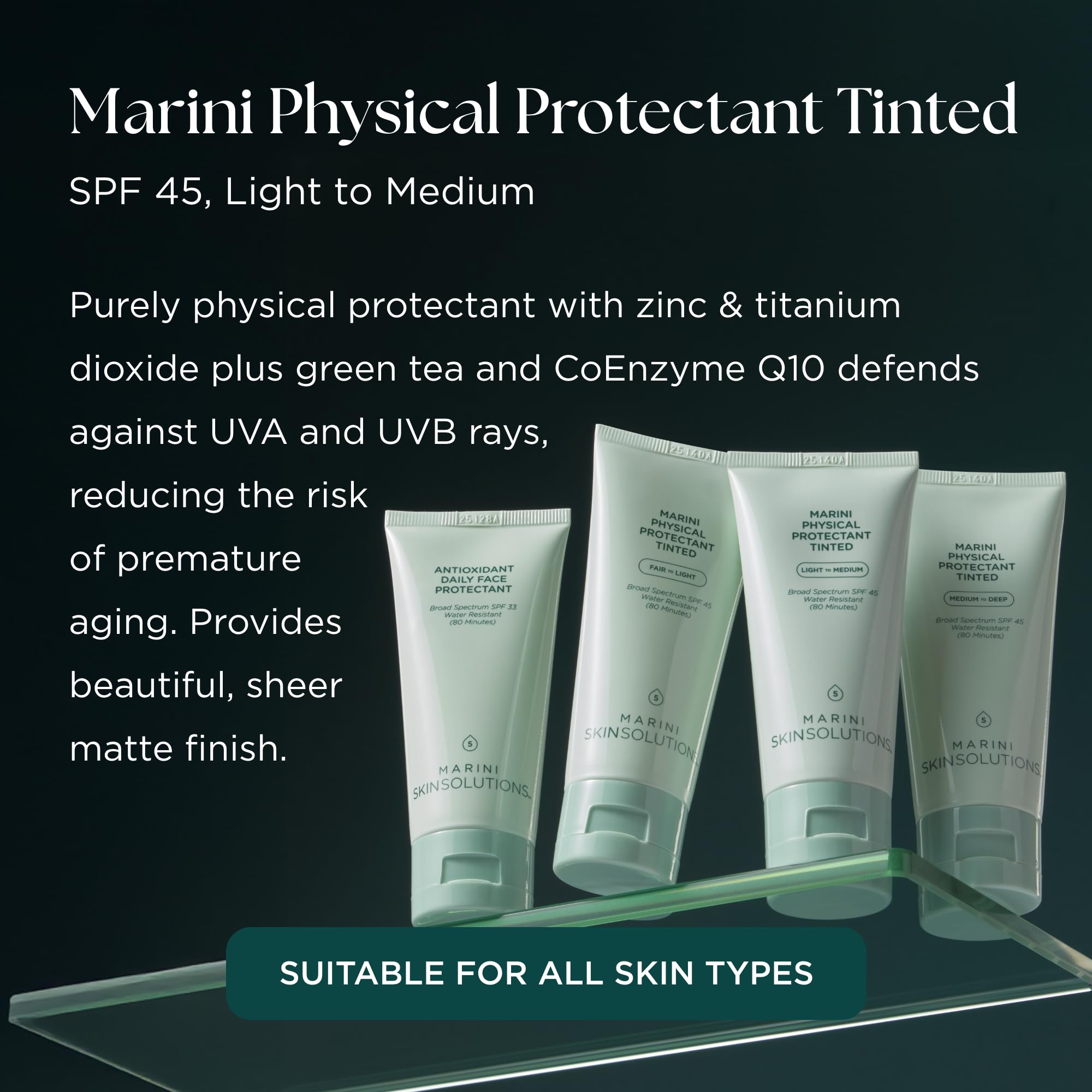 Marini SkinSolutions Physical Protectant Tinted SPF 45 Sunscreen – Light to Medium, 2 oz