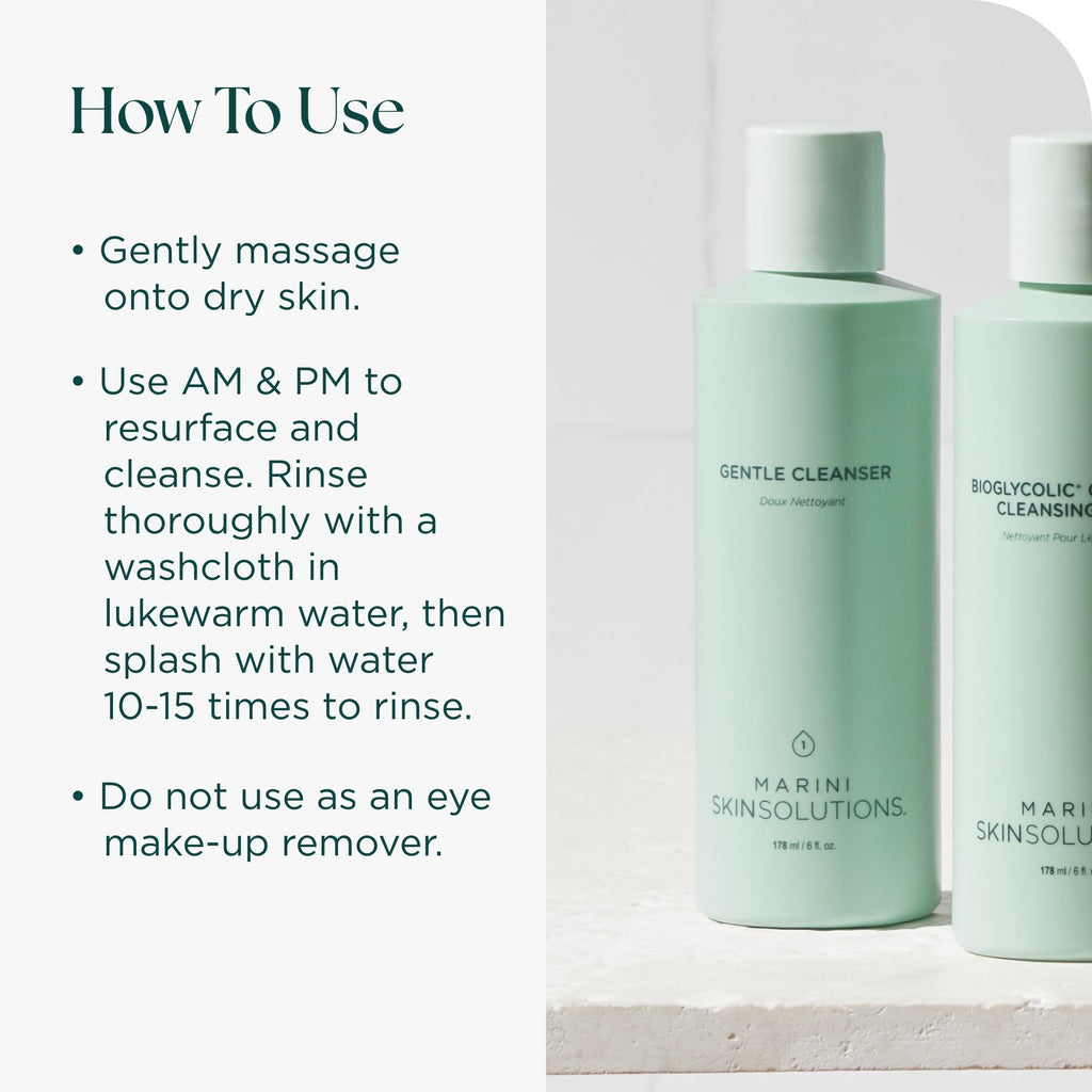 Marini SkinSolutions Age Intervention Gentle Cleanser - Mild, Non Foaming Face Wash for Sensitive or Post-Procedure Skin | Cruelty Free | Made in USA | 4 fl oz
