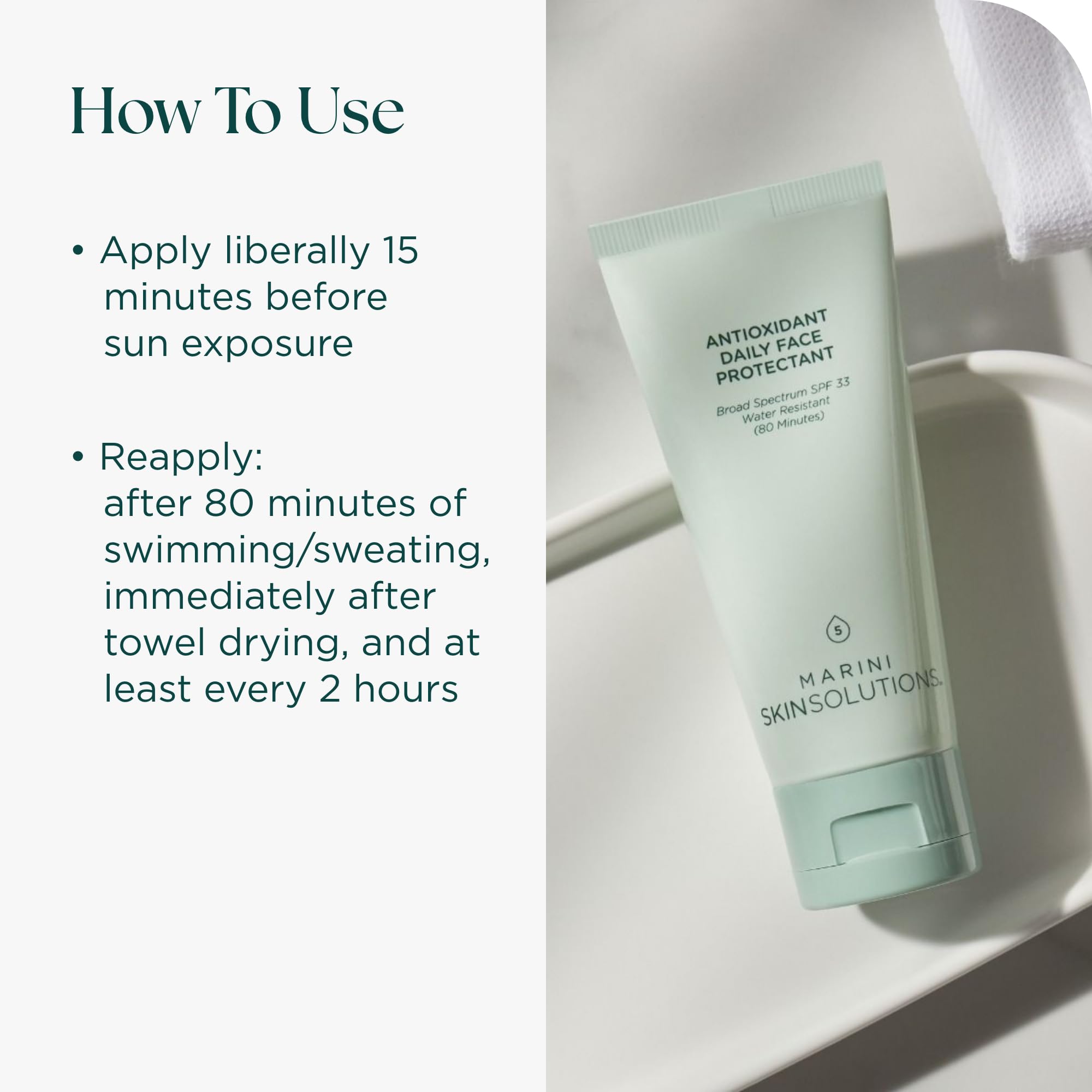 Marini SkinSolutions Antioxidant Daily Face Protectant SPF 33 | Broad-Spectrum, Water-Resistant, Cruelty-Free, Made in USA - 2 oz
