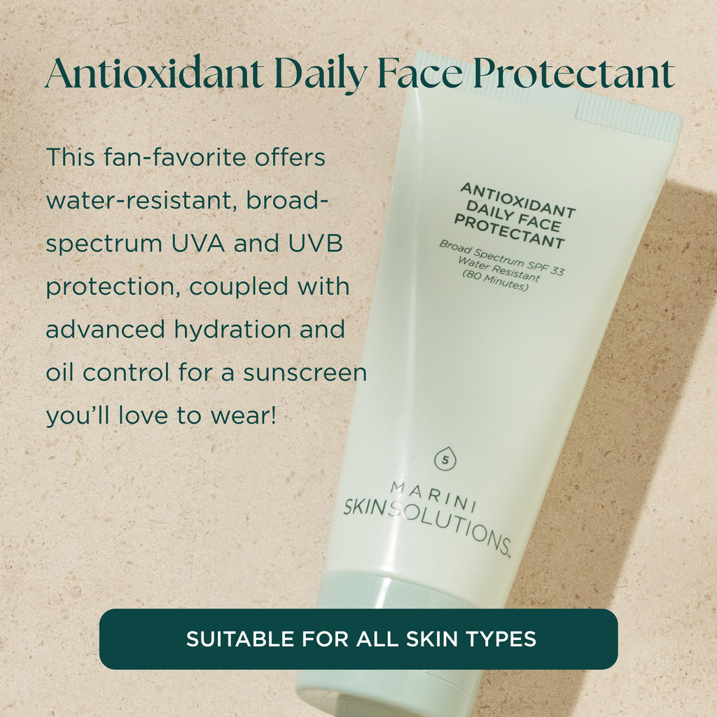 Marini SkinSolutions Antioxidant Daily Face Protectant SPF 33 | Broad-Spectrum, Water-Resistant, Cruelty-Free, Made in USA - 2 oz