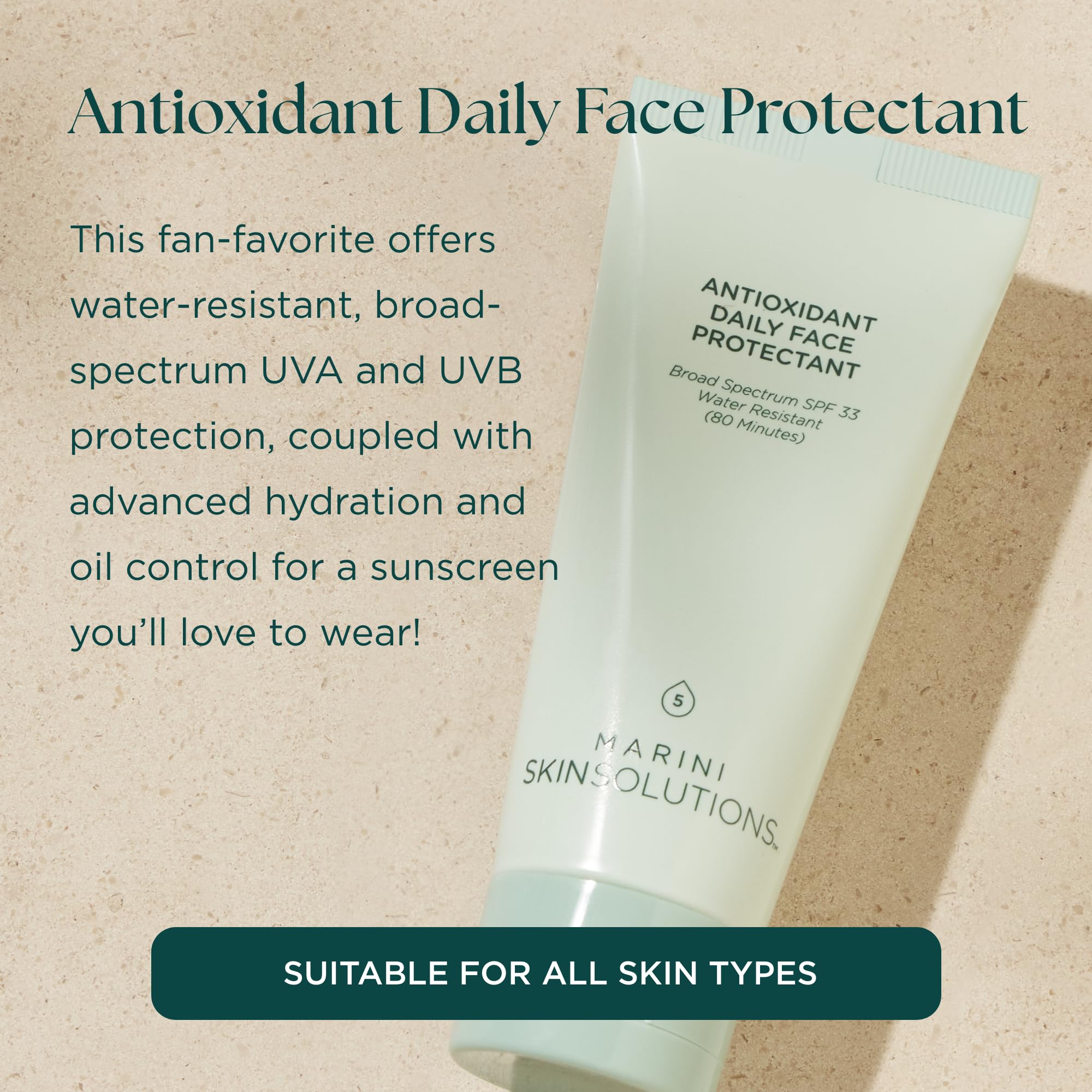 Marini SkinSolutions Antioxidant Daily Face Protectant SPF 33 | Broad-Spectrum, Water-Resistant, Cruelty-Free, Made in USA - 2 oz