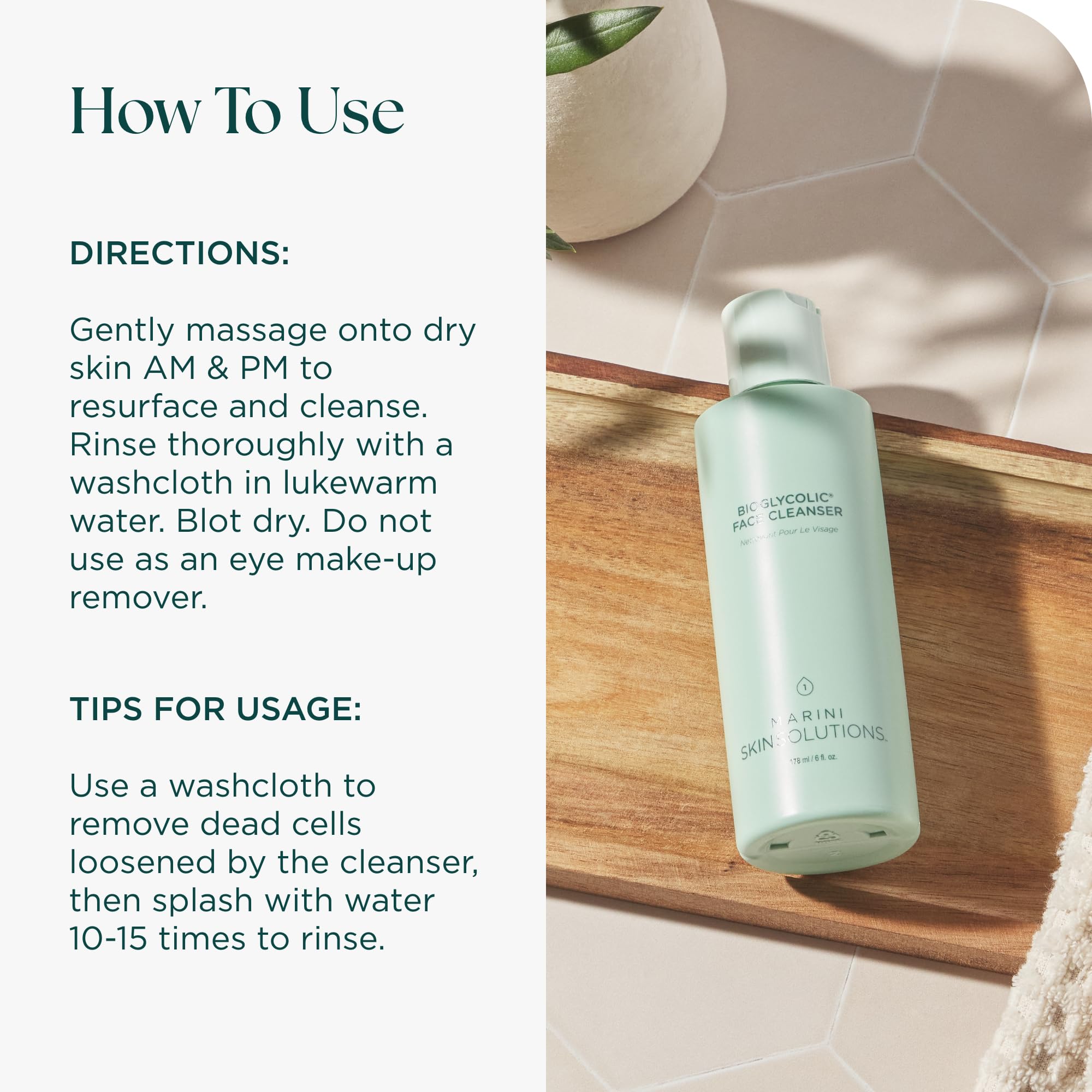 Marini SkinSolutions Bioglycolic Face Cleanser – Gentle Daily Resurfacing Wash with Glycolic Acid