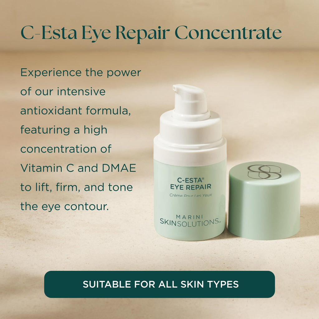 Marini SkinSolutions C-ESTA Eye Repair – Vitamin C Eye Cream with DMAE & Hyaluronic Acid | All Skin Types | Made in USA | 0.5 oz