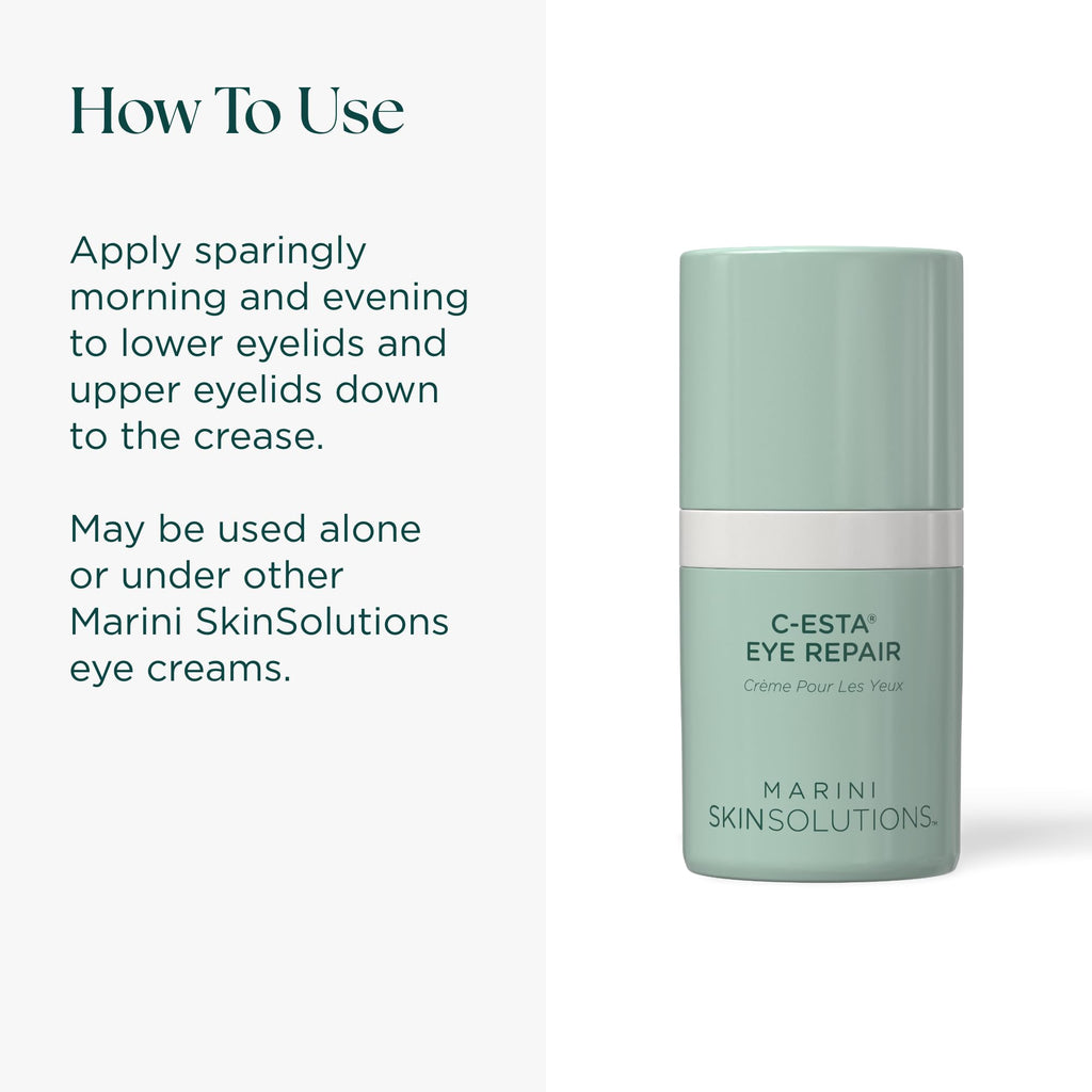 Marini SkinSolutions C-ESTA Eye Repair – Vitamin C Eye Cream with DMAE & Hyaluronic Acid | All Skin Types | Made in USA | 0.5 oz