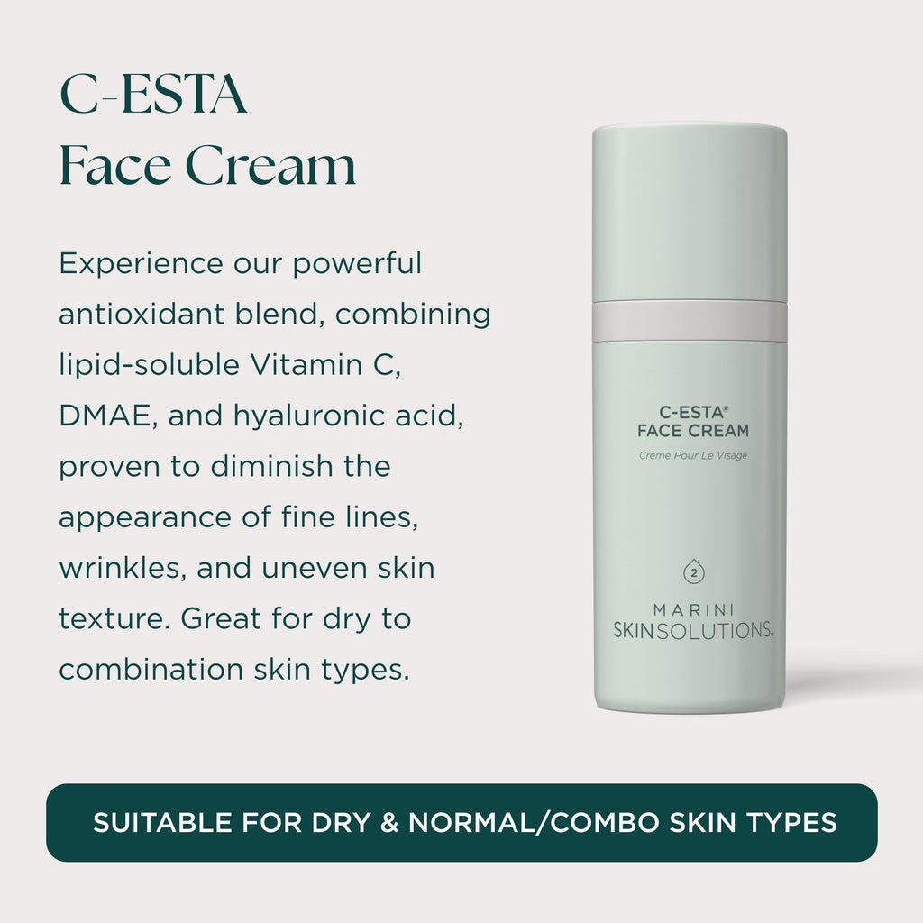 Marini SkinSolutions C-ESTA Face Cream – Vitamin C, DMAE & Hyaluronic Acid | Lift & Firm - 1 oz - Made in USA