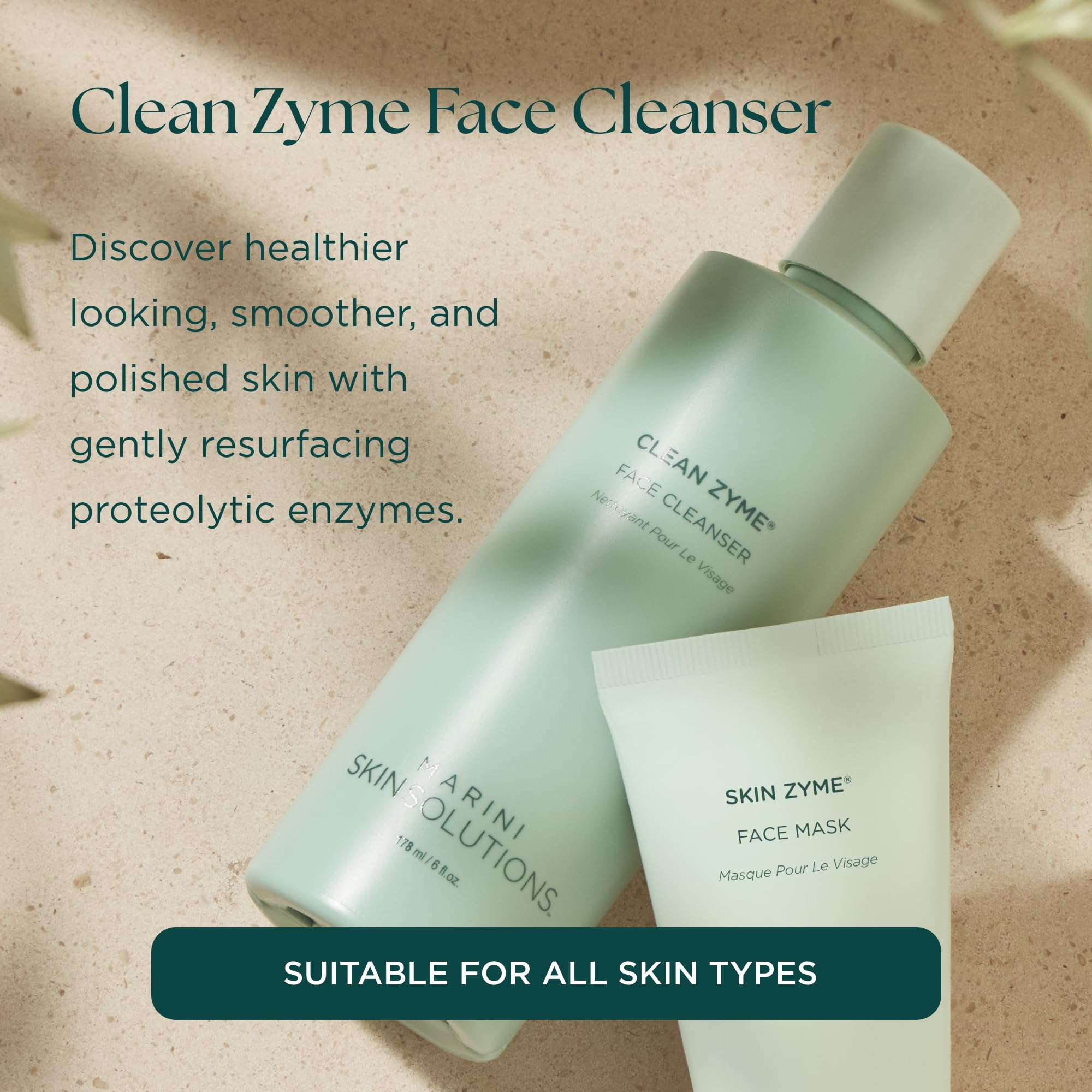 Marini SkinSolutions Clean Zyme - Exfoliating Papain Face Cleanser, Cruelty-Free, USA Made (6 fl oz)