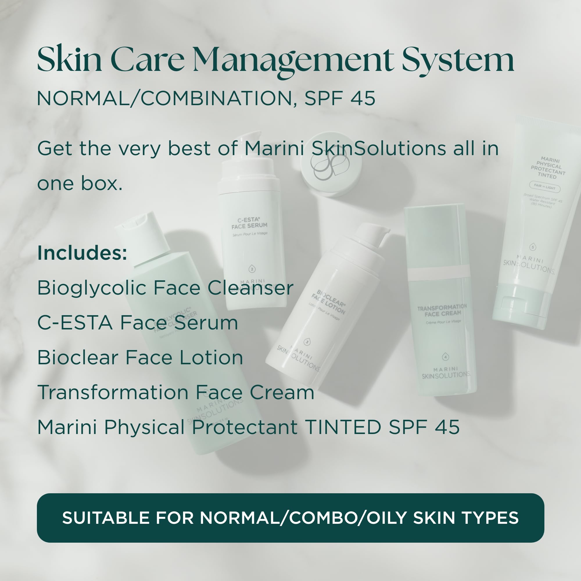 Marini SkinSolutions Skin Care System with SPF 45 – Made in USA