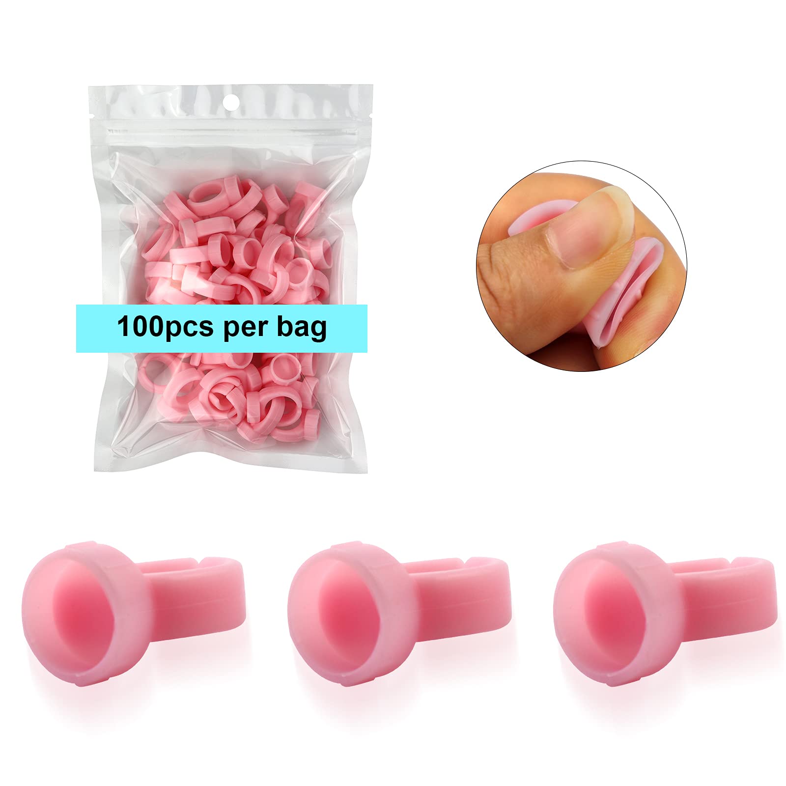 MARLLOGIVA 100pcs Soft Silicone Tattoo Ink Rings – Pigment Caps for Microblading Ink Cups (Pink)