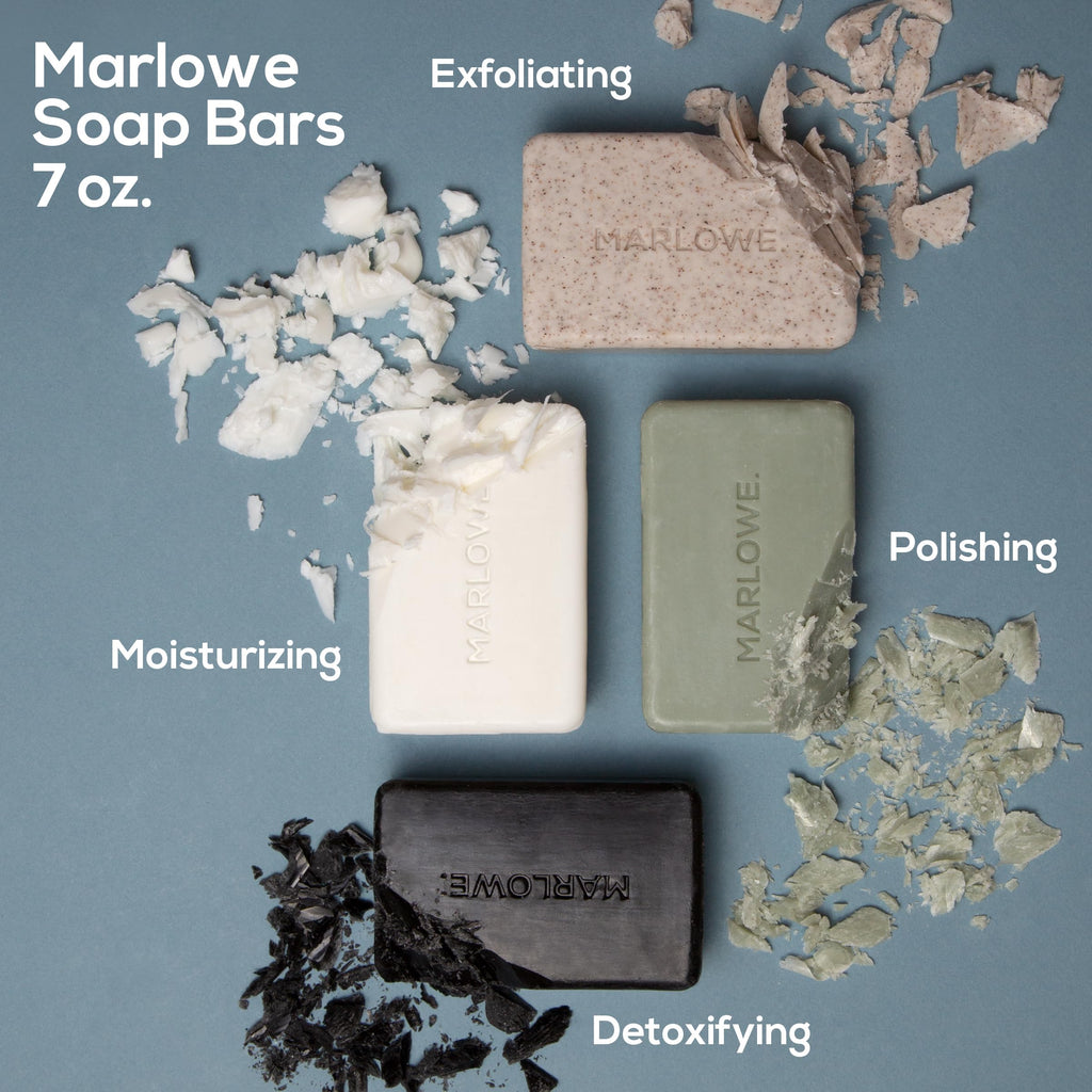 MARLOWE No. 102 Oud Wood Body Scrub Soap – Exfoliating Bar with Shea Butter & Olive Oil