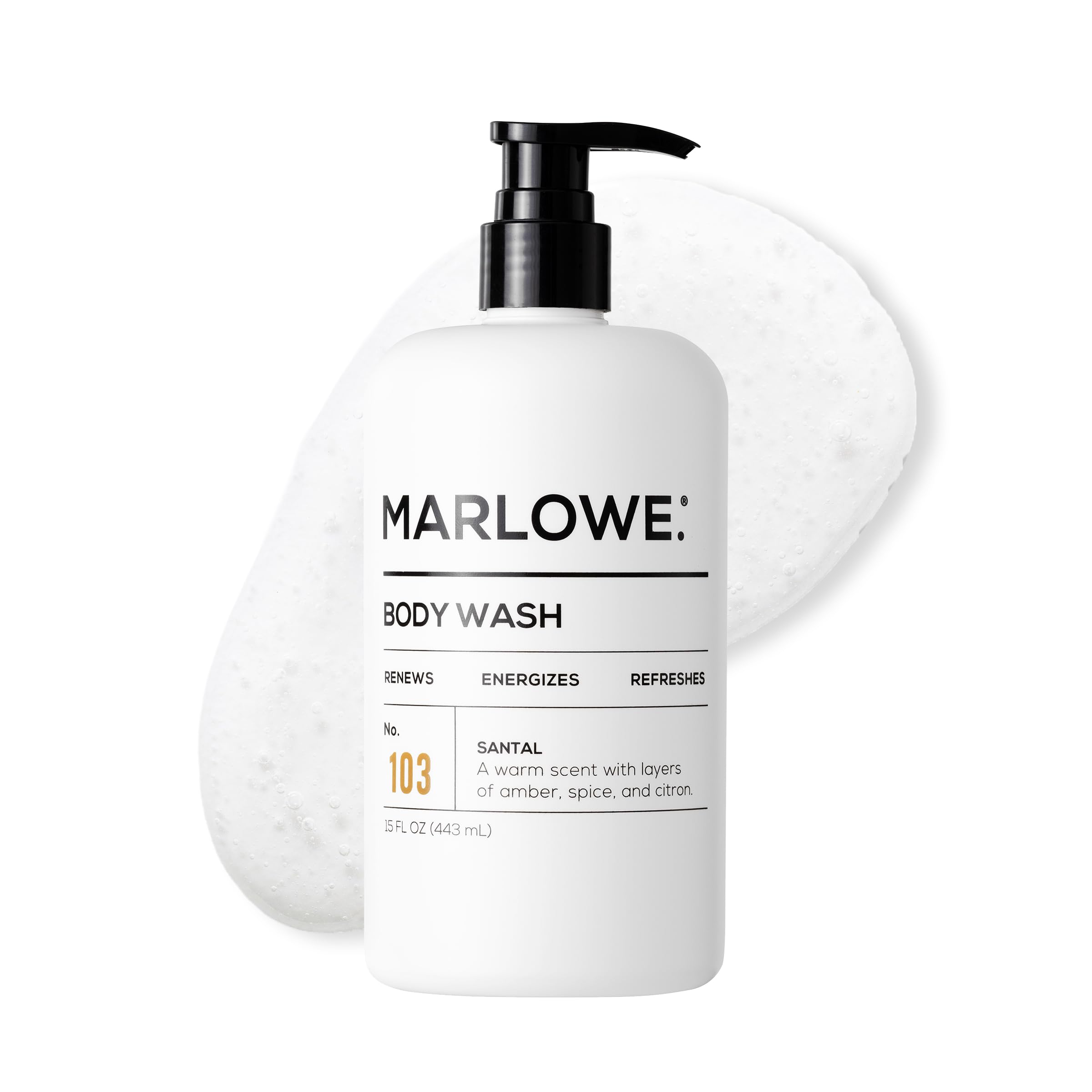 MARLOWE. No. 103 Body Wash – 15 oz Pump, Santal, Energizing & Refreshing Shower Gel