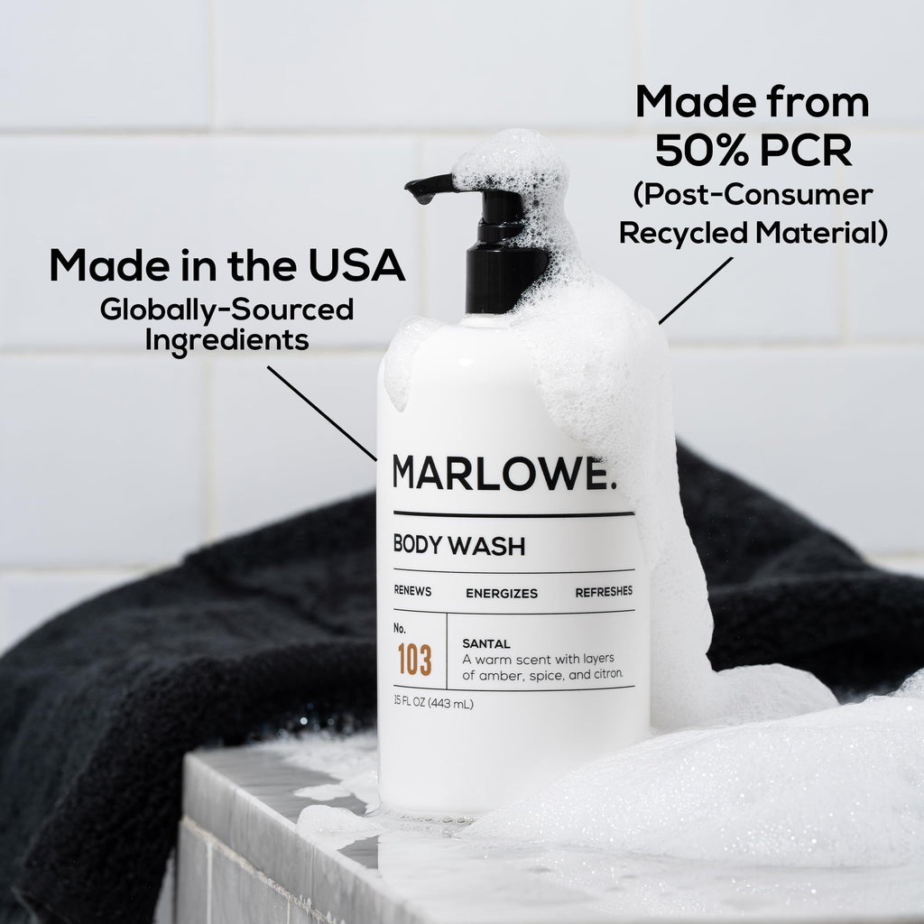 MARLOWE. No. 103 Body Wash – 15 oz Pump, Santal, Energizing & Refreshing Shower Gel